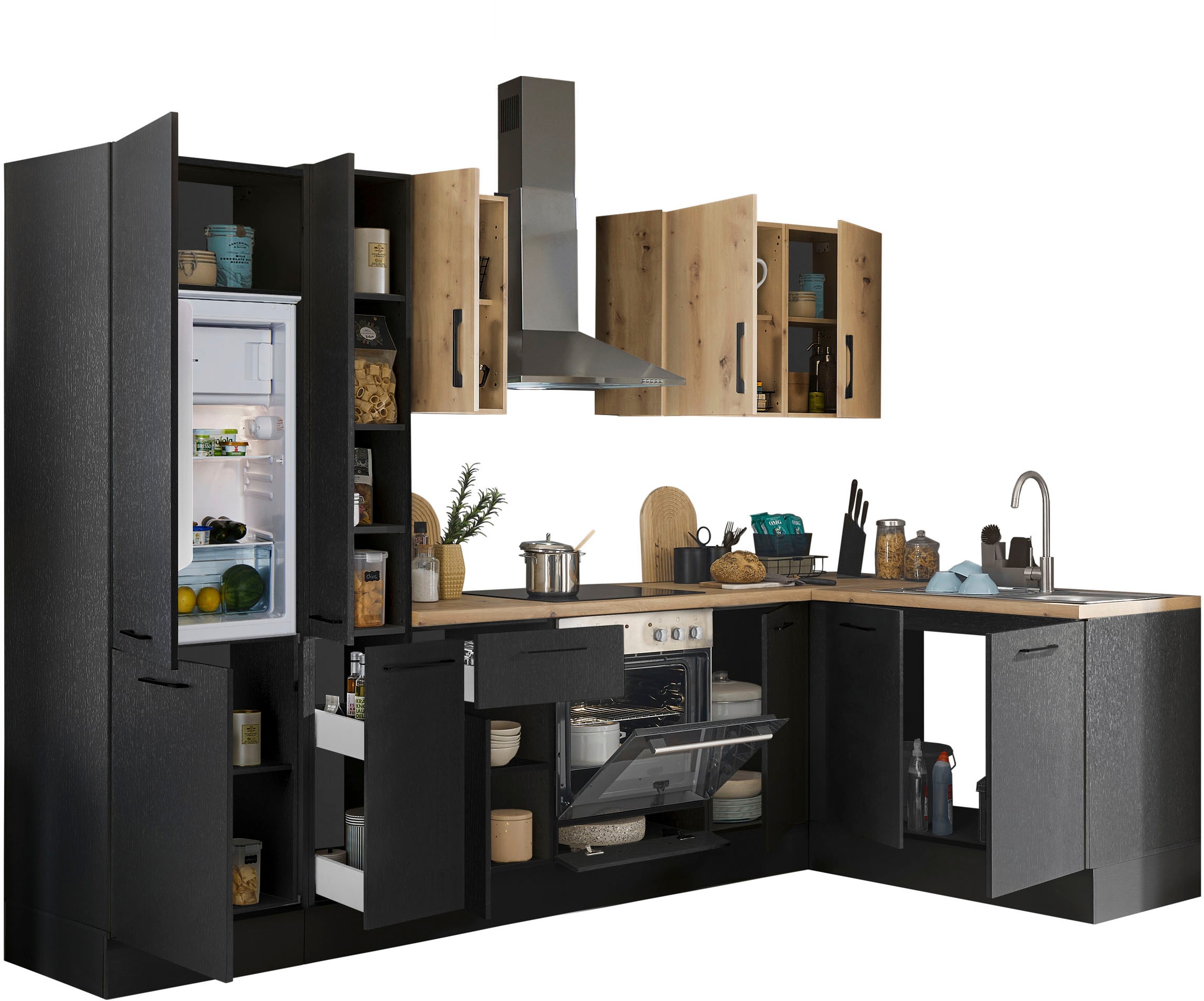 BASIC by Balculina Winkelküche »Turin«, Stellbreite 300x175 cm, wahlweise mit E-Geräten