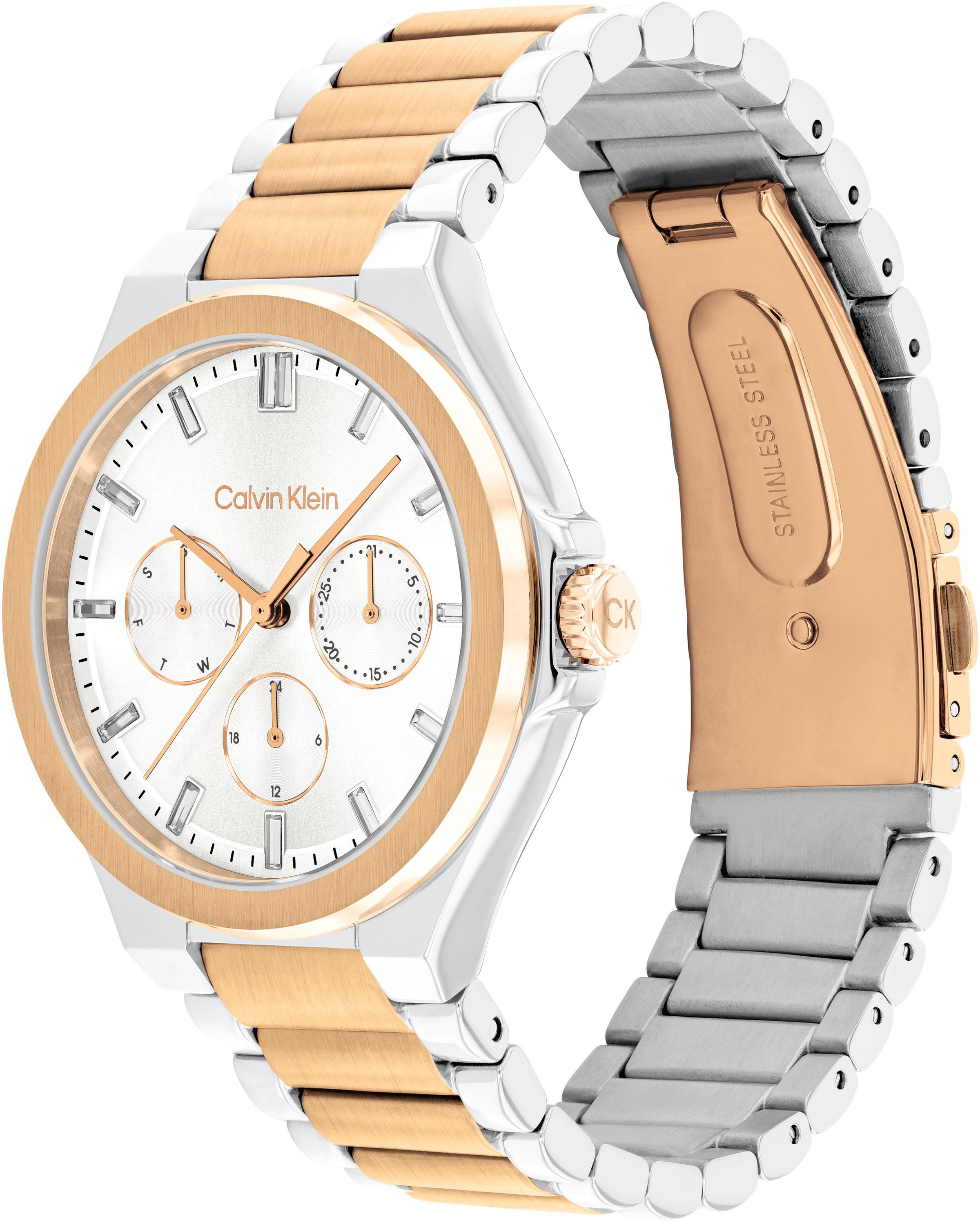 Calvin Klein Multifunktionsuhr »VIBRANCY«, Armbanduhr, Quarzuhr, Damenuhr, Tag, Wochentag, Edelstahlarmband