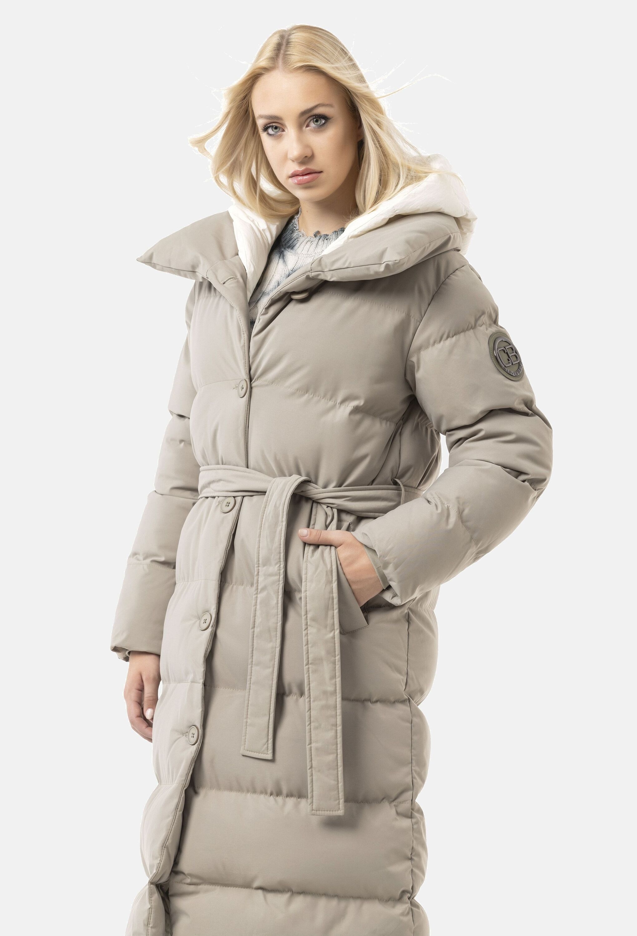Cipo & Baxx Wintermantel »Cipo & Baxx Winterjacke WM145« mit Gürtel und Kapuze