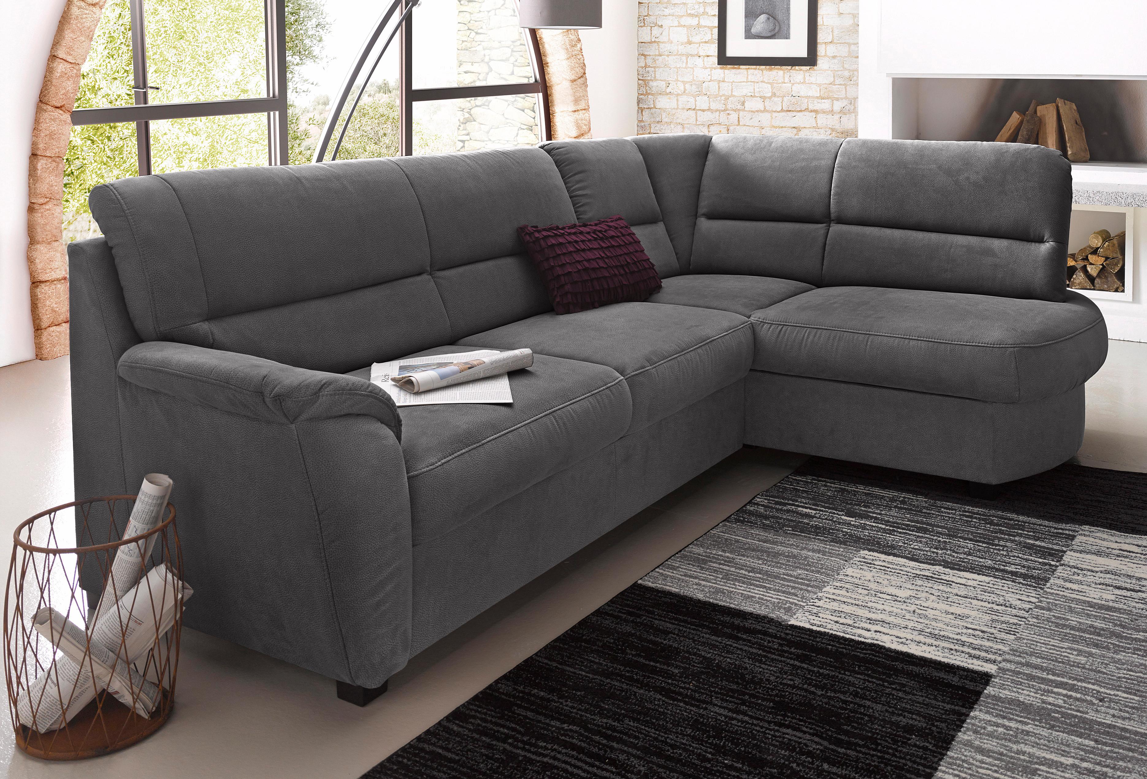 sit&more Ecksofa "Pandora, L-Form, B: 251 cm, Bettfunktion & Bettkasten wählbar" Frei im Raum stellbar, Federkernpolsterung, komfortable Sitzhöhe 45 cm