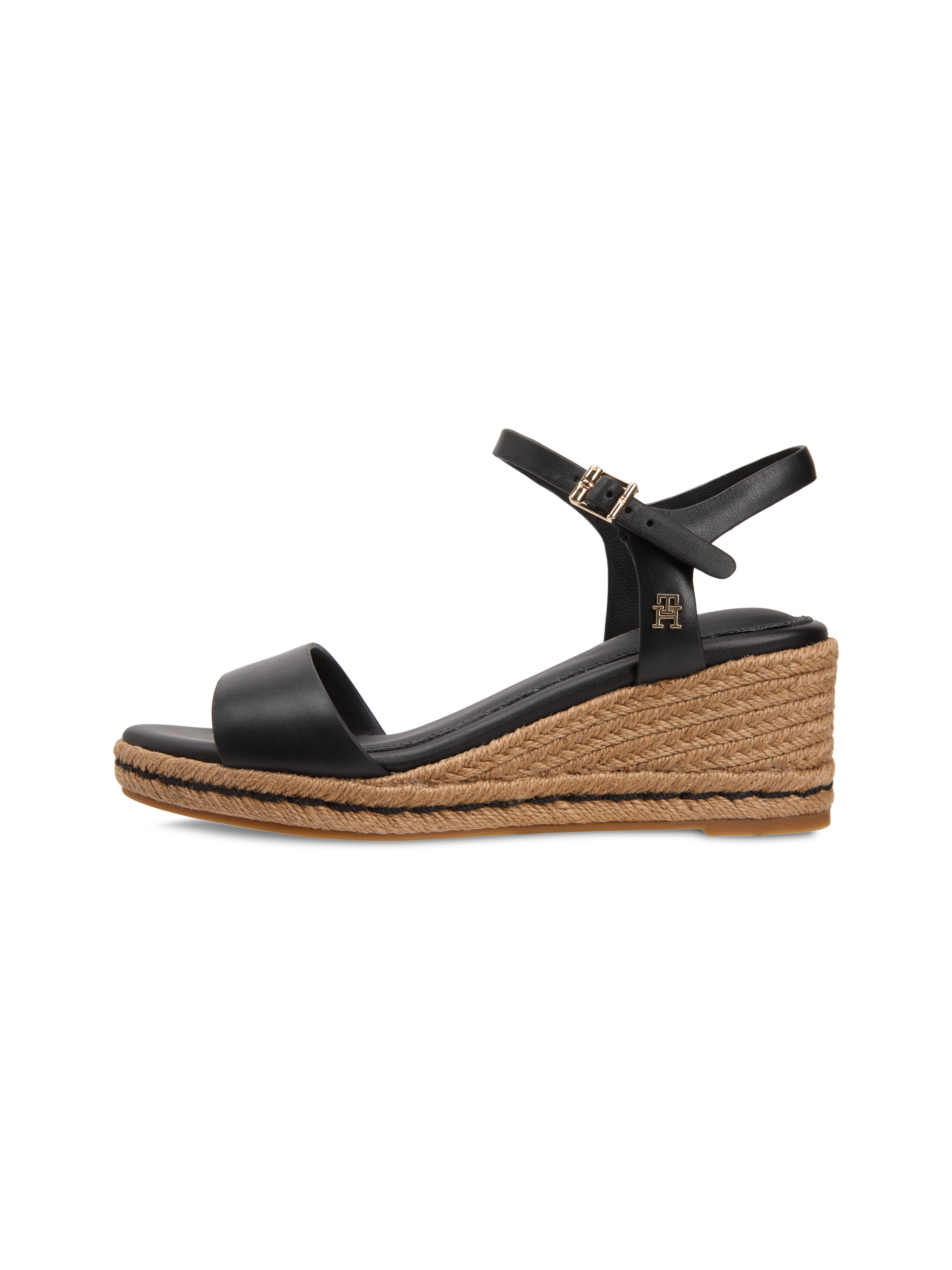 Tommy Hilfiger Keilsandalette »MID WEDGE ESPAD LEATHER«  Sommerschuh, Riemchensandale mit TH-Logoemblem