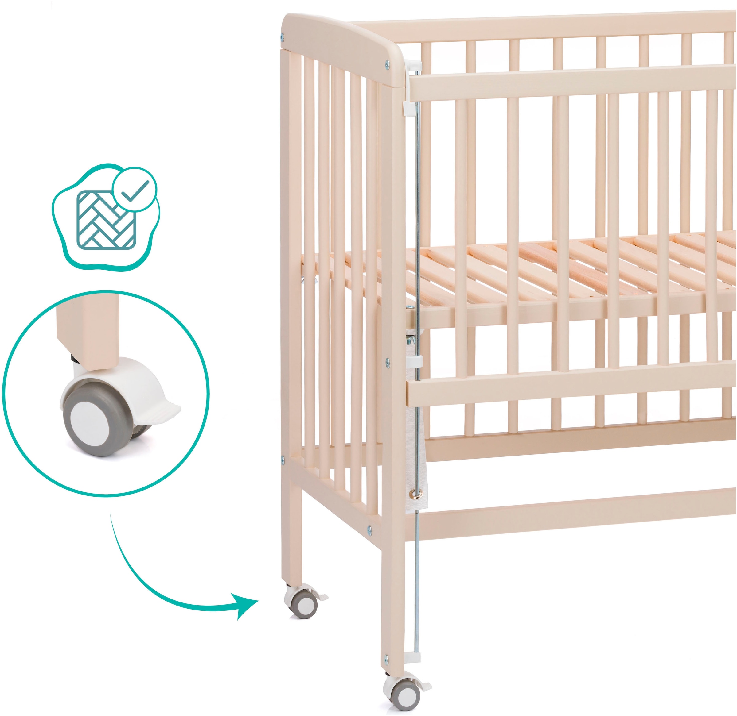 Fillikid Beistellbett »Nino«, inkl. Matratze; Made in Europe