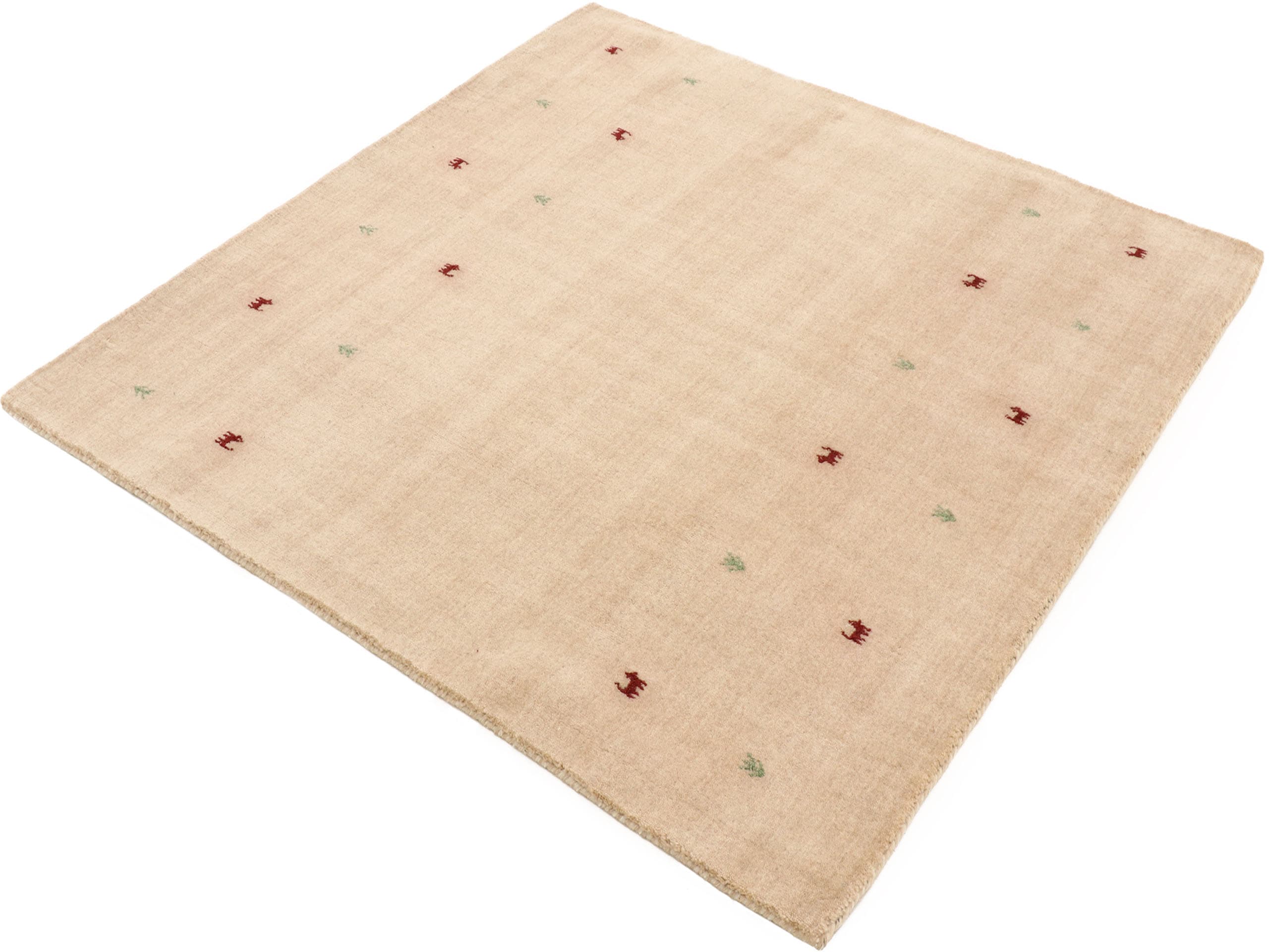 carpetfine "Gabbeh Uni, auch als Läufer und Rund erhältlich" quadratisch 15 mm Höhe reine Wolle, handgewebt, Gabbeh Loom Tiermotiv, große Farbauswahl