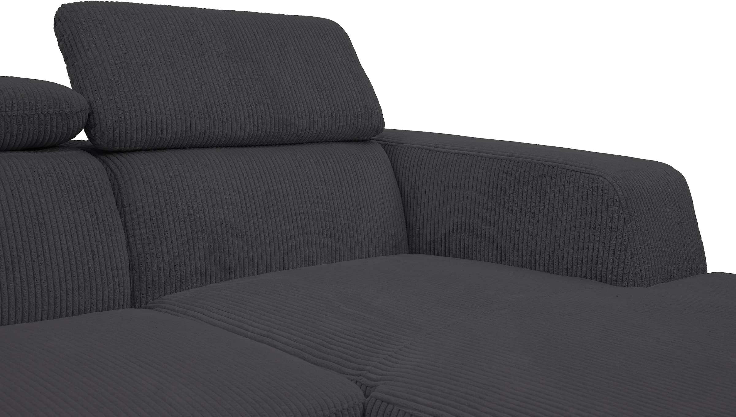 WERK2 Ecksofa »Cherry inkl. Kopfteilverstellung, Bett & Bettkasten, bequem, zeitlos« Cord, L-Form, XXL, Schlaffunktion, Bettkasten