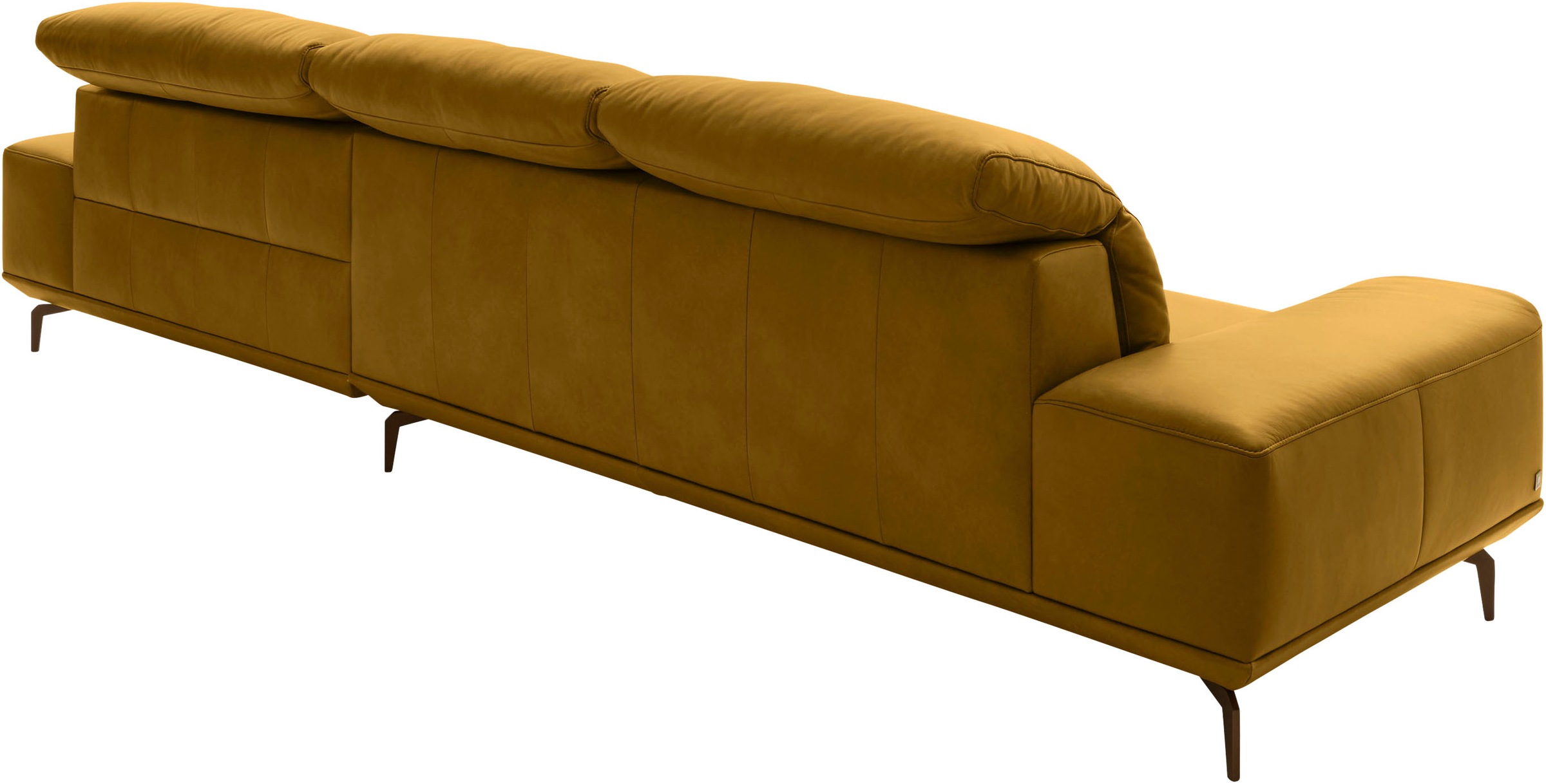 Wohnlandschaft MUSTERRING "MR 2490 Ecksofa mit erstklassigem Sitzkomfort, Long-Life-Leder", gelb (kurkuma, b), B:342cm T:207cm, Sofas, Wohnlandschaft, Bronze-Fuß Sitzhöhe 46cm, wahlweise mit Funktionen, Maße 342 x 207 cm 6