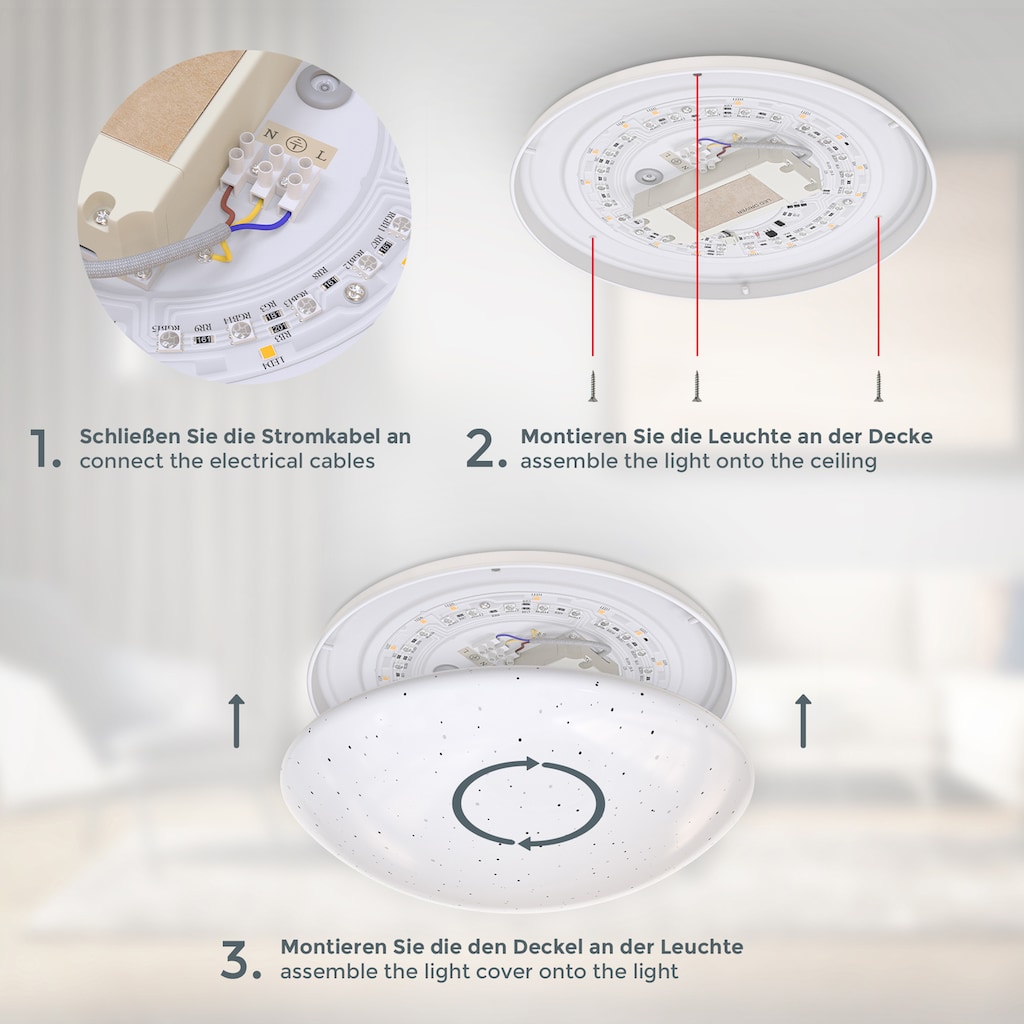 B.K.Licht LED Deckenleuchte, 1 flammig-flammig