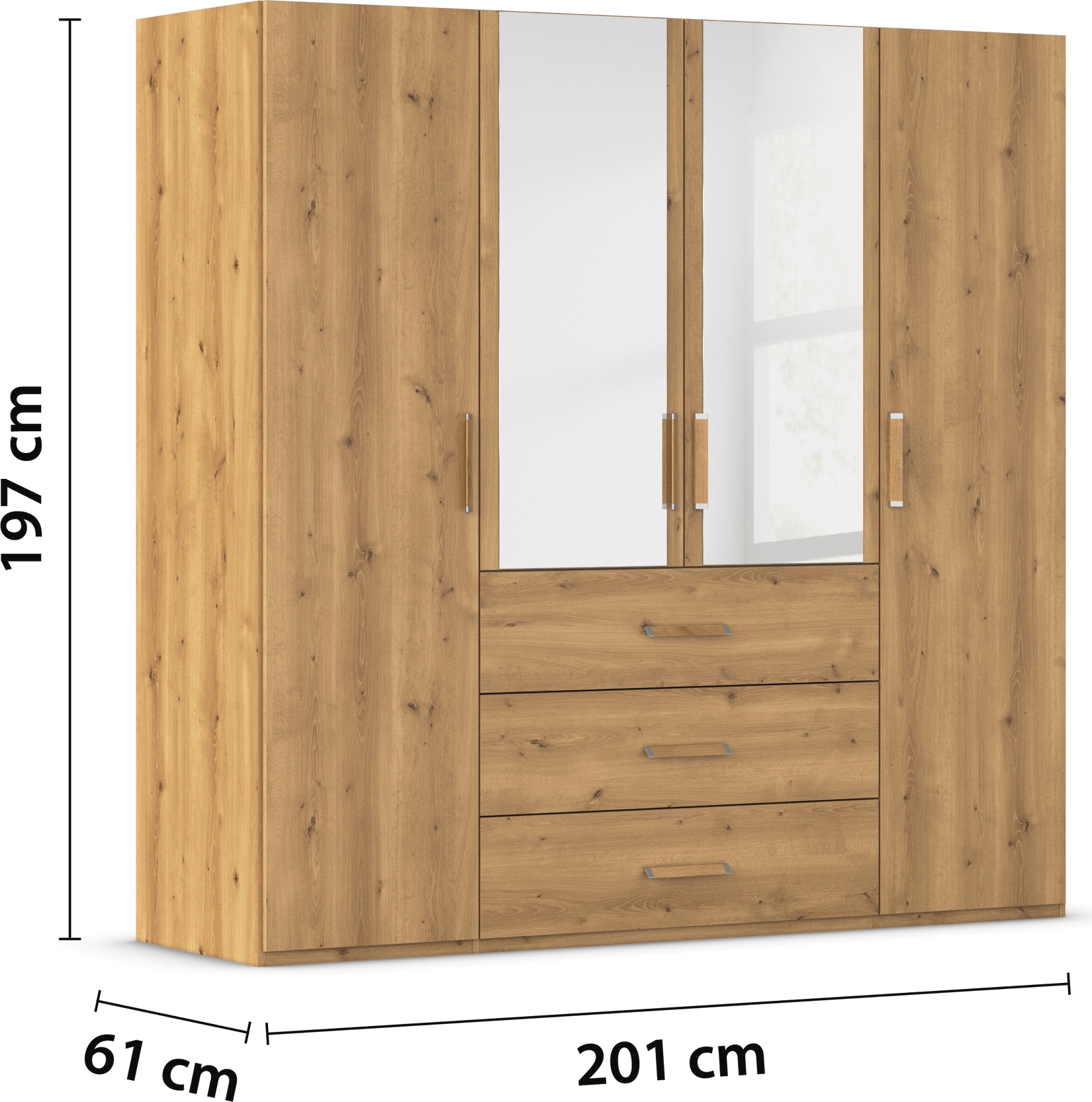 rauch Schlafzimmer-Set »Komplettschlafzimmer Schlafzimmer EVELYN«, (Set, 3 tlg.), Schrank und Bett in 2 Breiten, Nachttisch mit Paneel MADE IN GERMANY