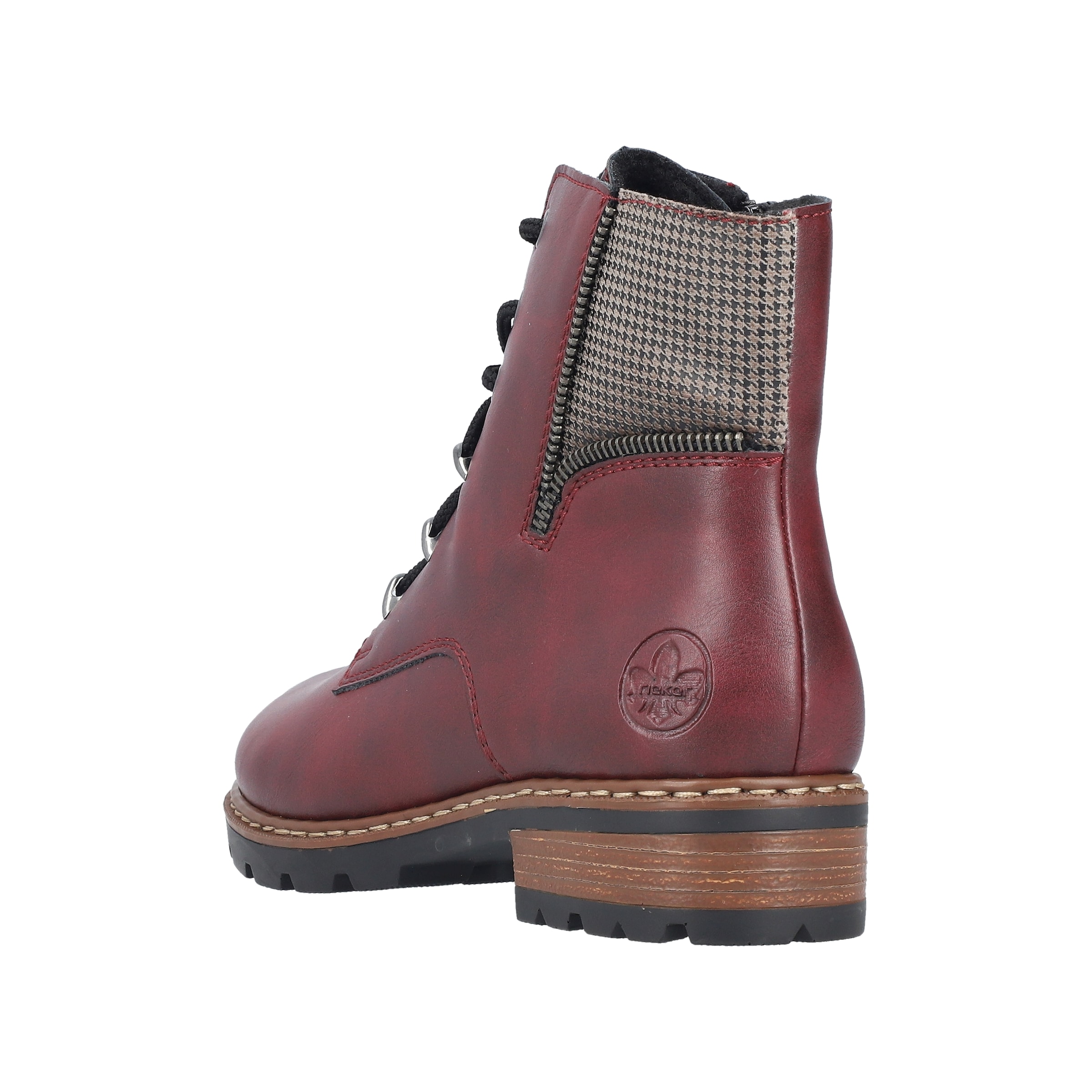 Rieker Schnürboots  mit Besatz in Pepita-Look