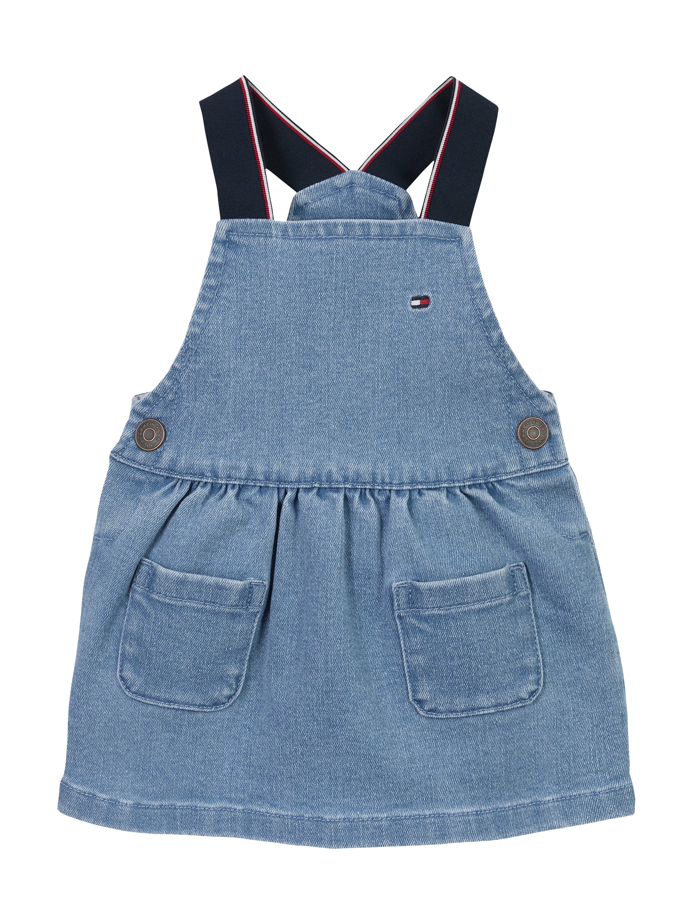 Latzkleid »DENIM DUNGAREE DRESS«, mit Logostickerei, mit Knöpfen