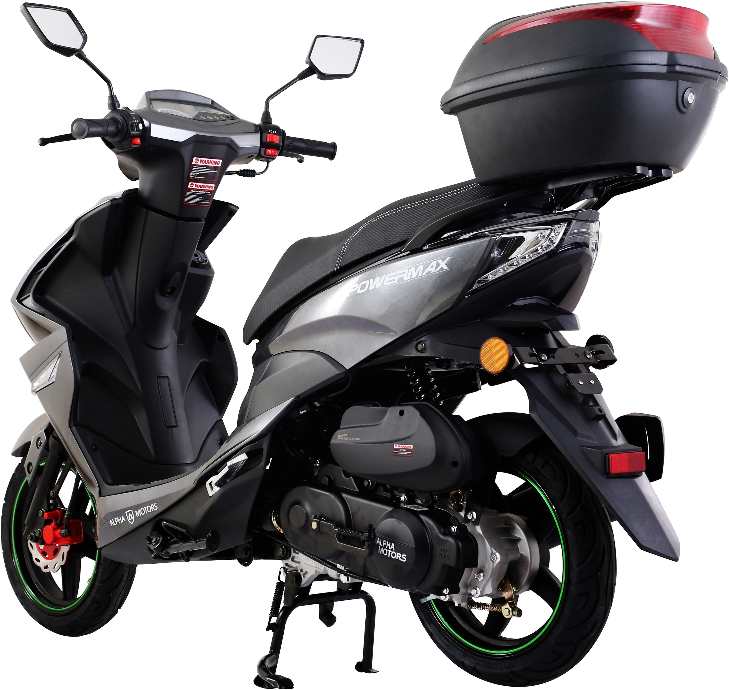 Alpha Motors Mofaroller »Powermax 50 ccm 25 kmh EURO 5 dunkelgrau (mit/ohne Topcase)«, 50 cm³, 25 km/h, Euro 5, 2,6 PS