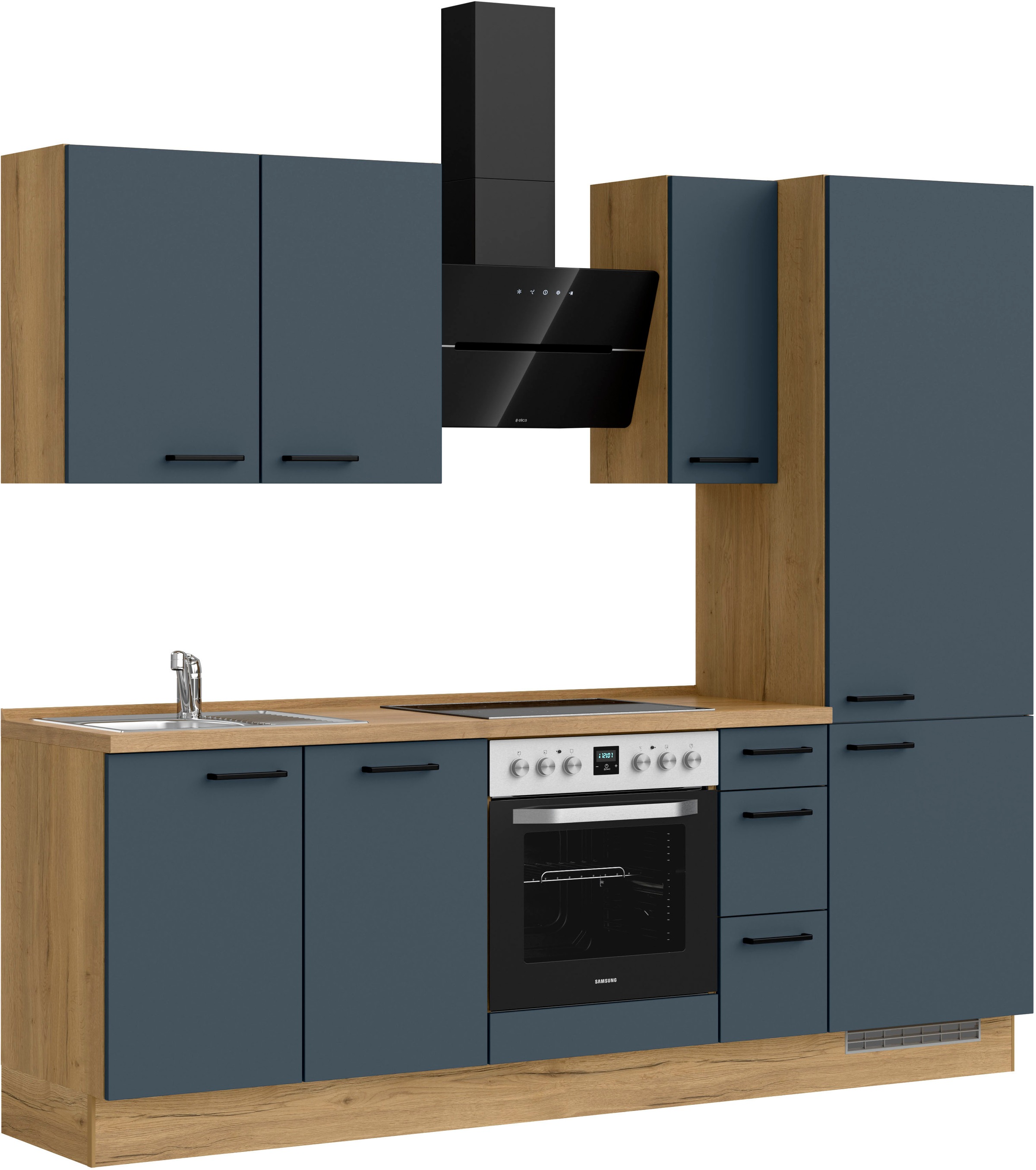 nobilia® Küchenzeile »"Easytouch II"« vormontiert, Ausrichtung wählbar, Breite 240 cm, wahlw. mit E-Geräten