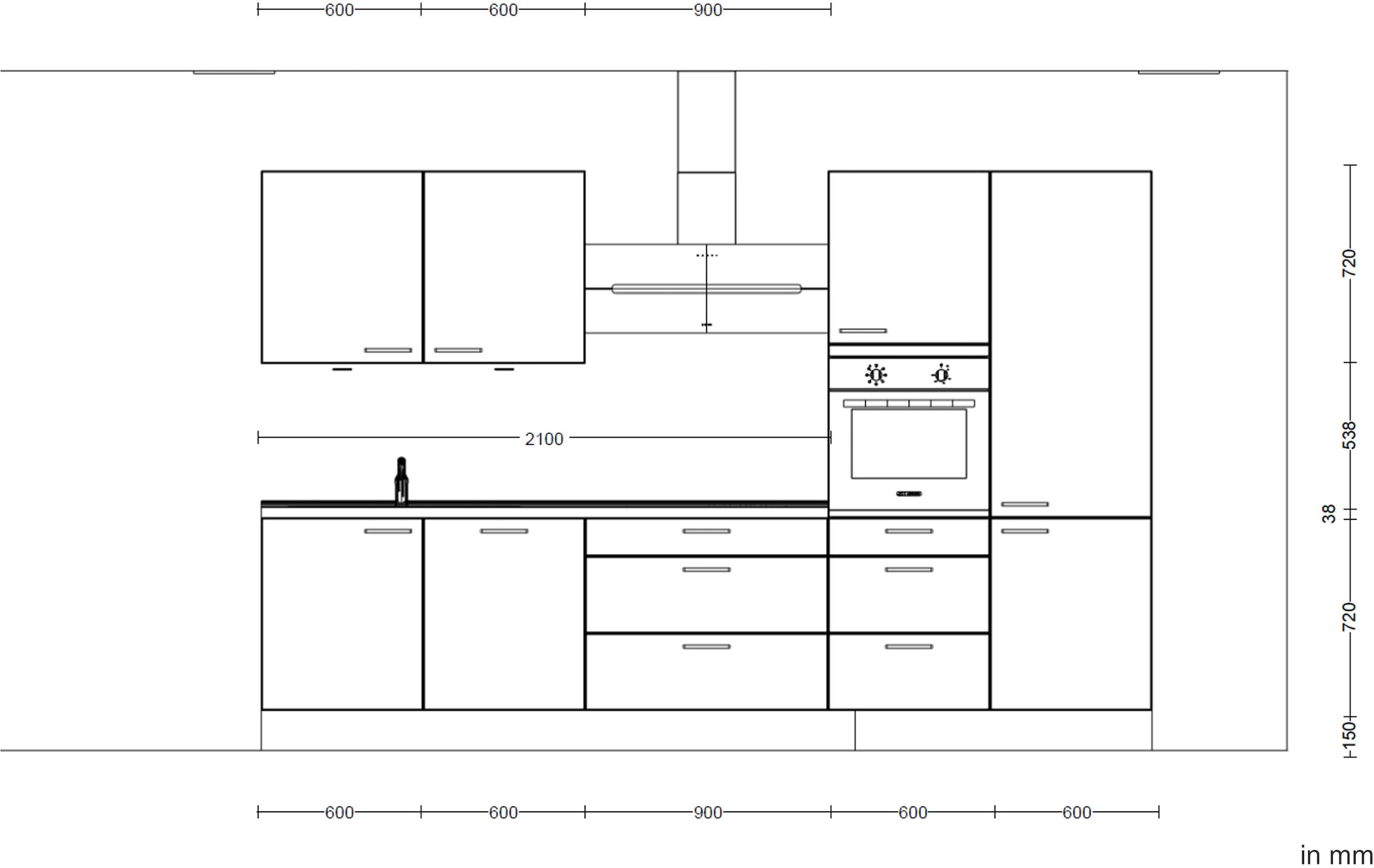 nobilia® Küchenzeile »"Touch II"«, vormontiert, Ausrichtung wählbar, Breite 330 cm, wahlw. mit E-Geräten