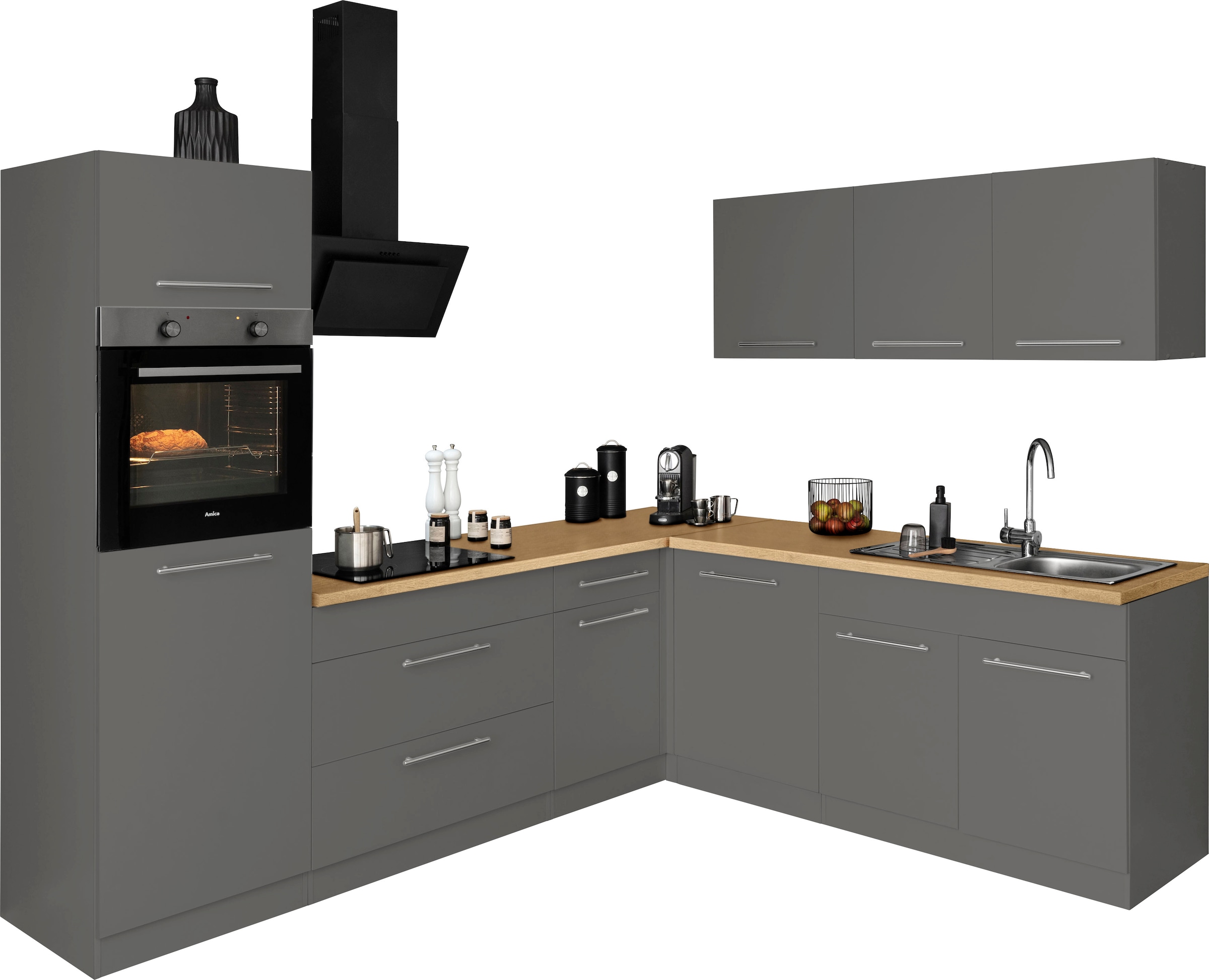 wiho Küchen Winkelküche E-Geräten, bestellen | Stellbreite cm BAUR »Unna«, 220 260 x mit