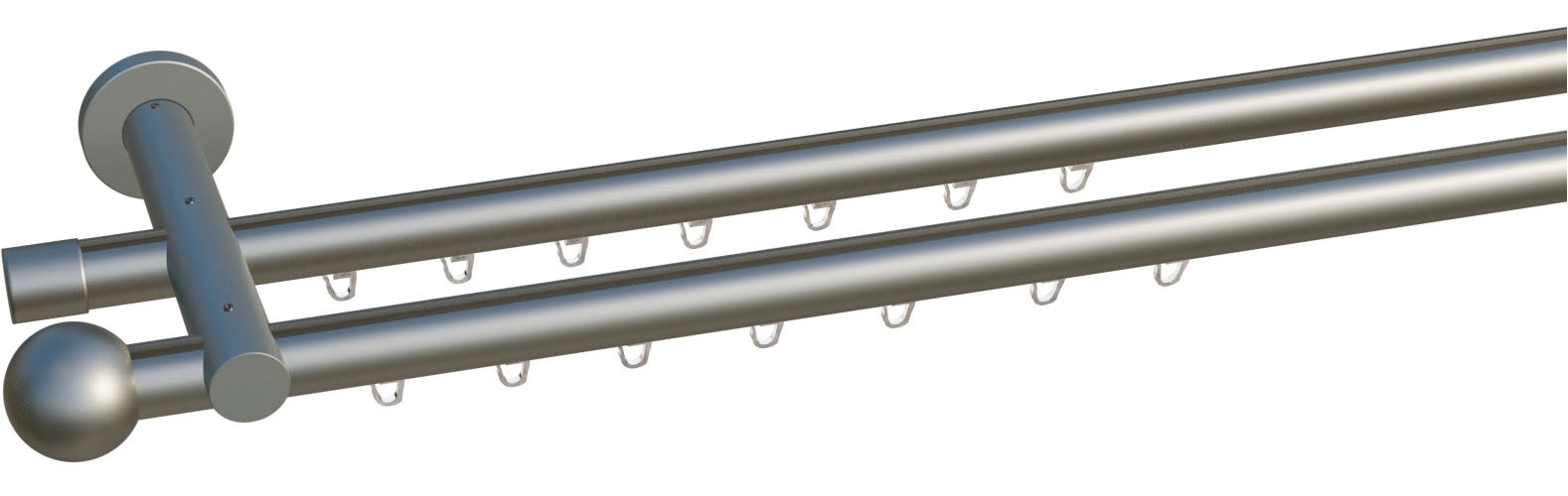 Thumbnail - indeko Gardinenstange "Colombes" Ø 16 mm 2 läufig-läufig Wunschmaßlänge Innenlauf Komplett-Set inkl. Gleitern und Montag...