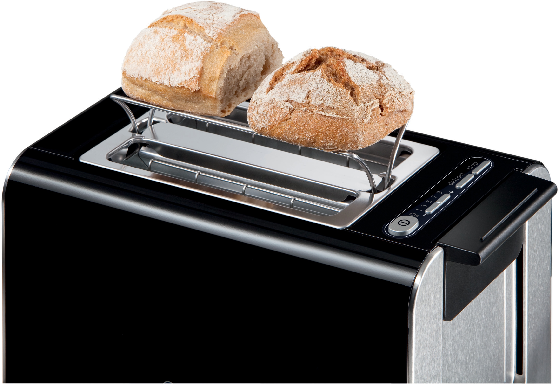 BOSCH Toaster »Styline TAT8613N, integrierter Brötchenaufsatz, Liftfunktion,«, 860 W, Auftaufunktion, Abschaltautomatik, Brotzentrierung, Edelstahl/schwarz