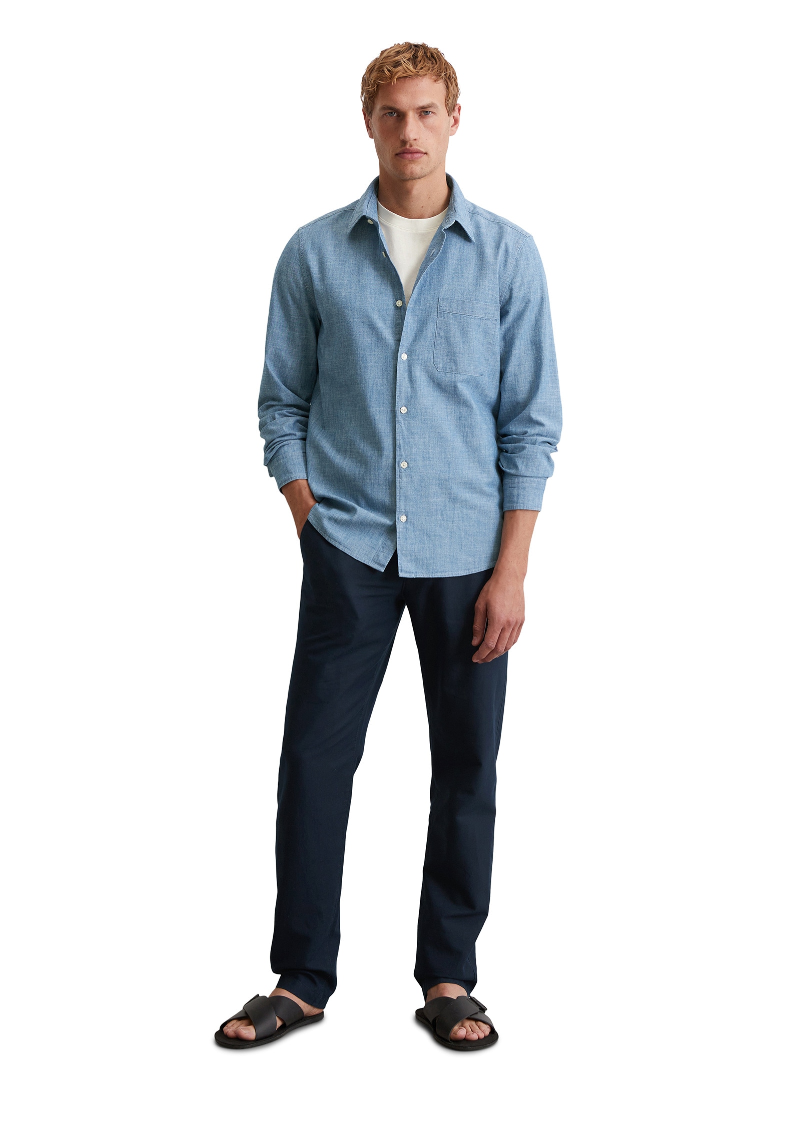 Marc O'Polo Langarmhemd »aus leichtem Bio-Baumwoll-Chambray«