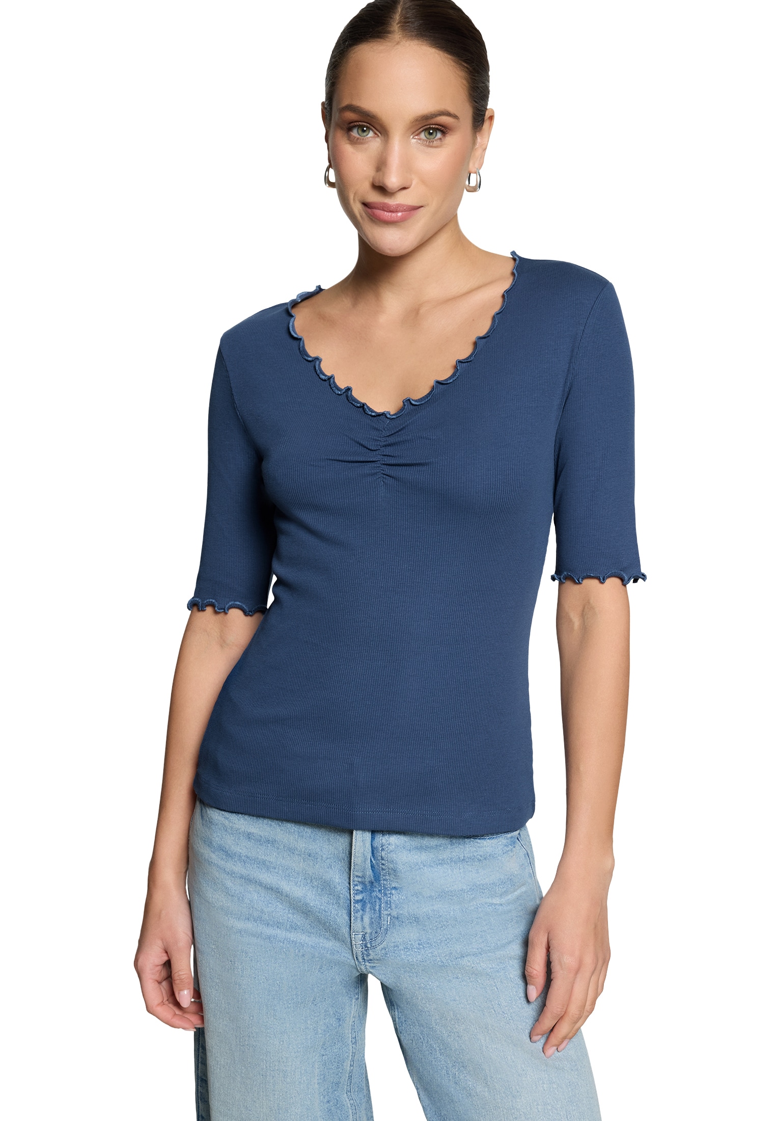 Zero Kurzarmshirt »Damen mit Raffung« 1 Raffung