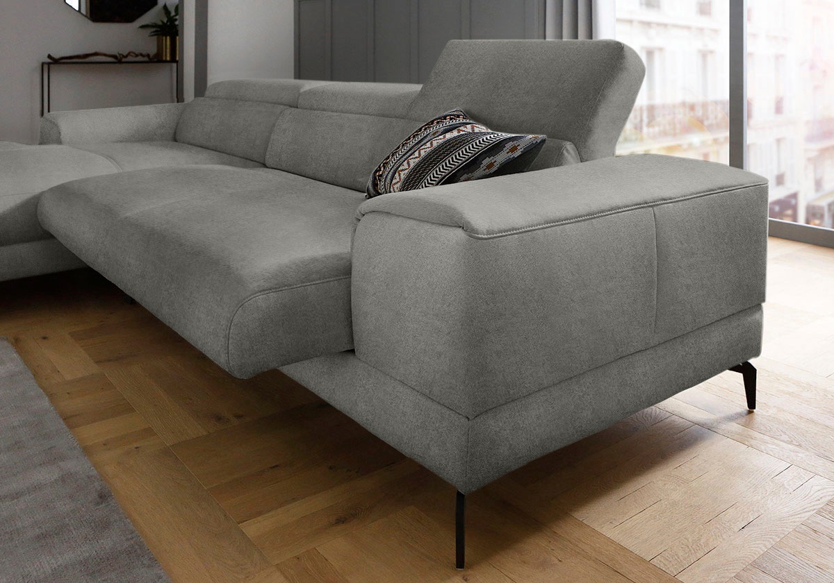 W.SCHILLIG Ecksofa »piedroo, Designsofa mit tollem Sitzkomfort, L-Form«, Kopfteilverstellung, wahlweise mit Sitztiefenverstellung, Breite 303cm