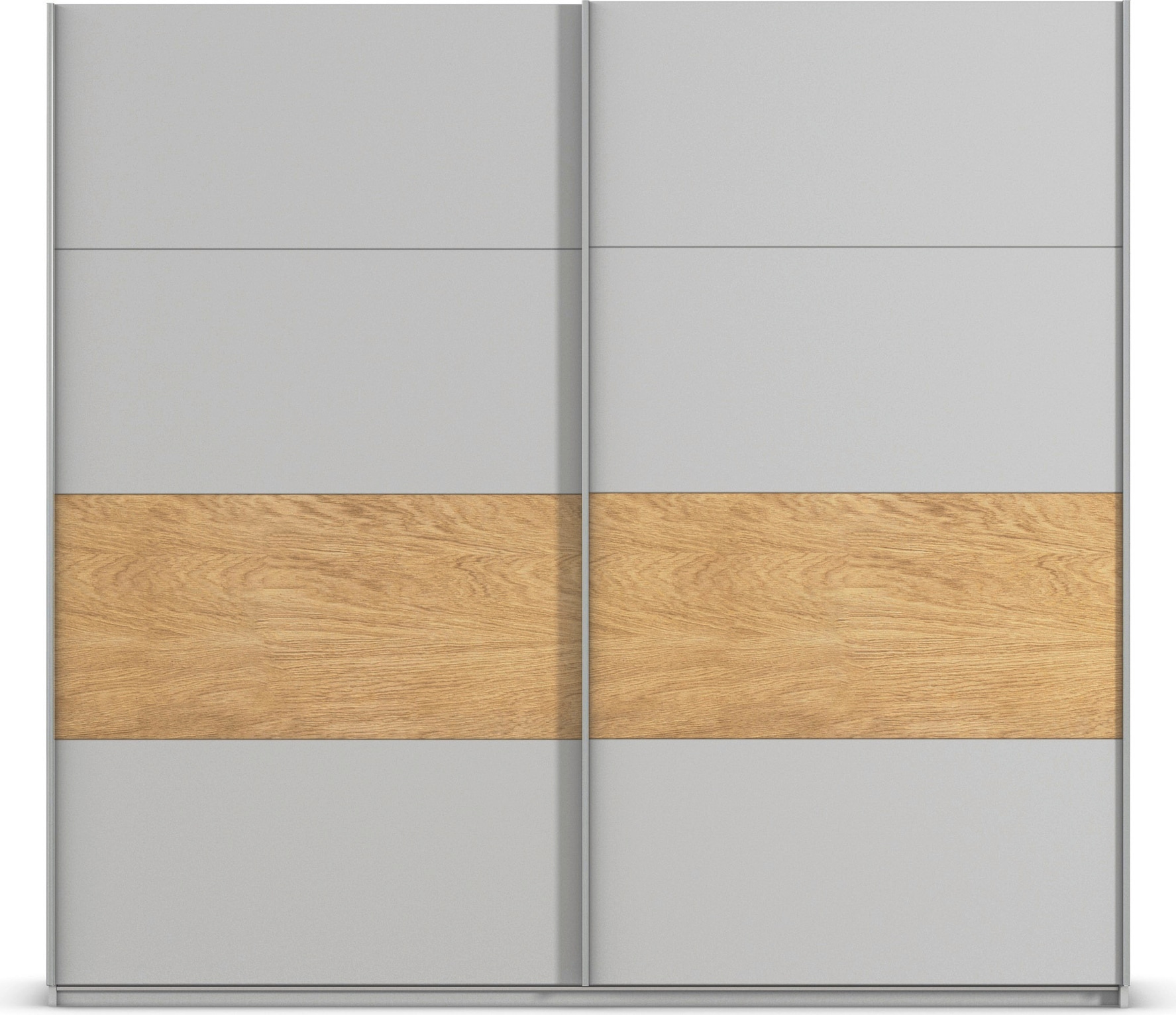 rauch Schwebetürenschrank »Kleiderschrank Schrank Garderobe Schlafzimmerschrank MALVA«, Bauchbinde abgesetzt in gebürstetem Eiche Furnier MADE IN GERMANY