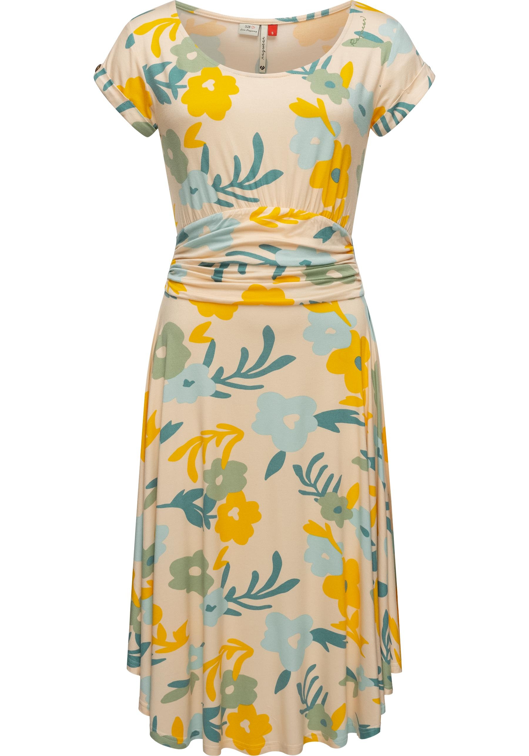 Ragwear Sommerkleid "Yvone Flowers" Ohne Taschen Leichtes Jersey-Kleid mit Taillengürtel