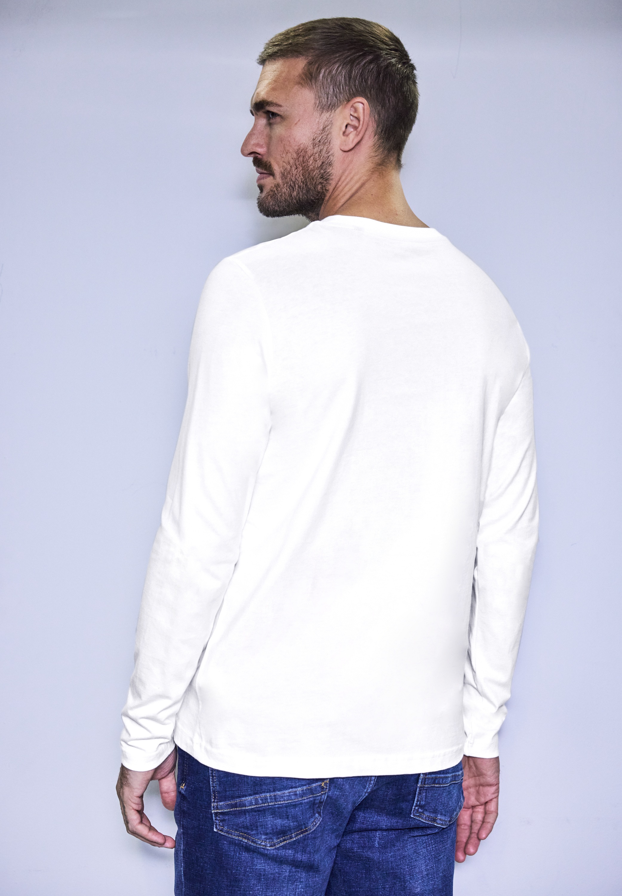 STREET ONE MEN Langarmshirt, aus reiner Baumwolle