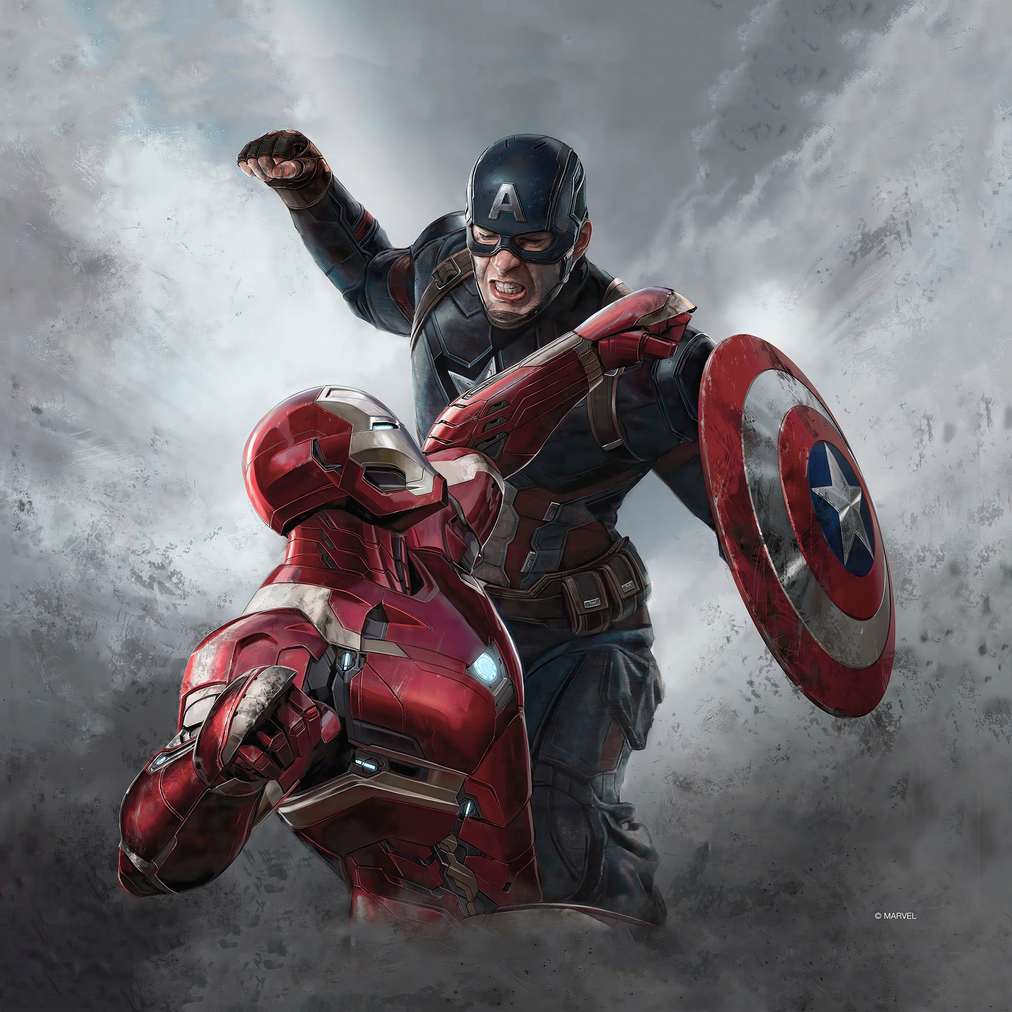 Komar Leinwandbild "Captain America vs. Iron Man - Größe 30 x 30 cm" Disney günstig online kaufen
