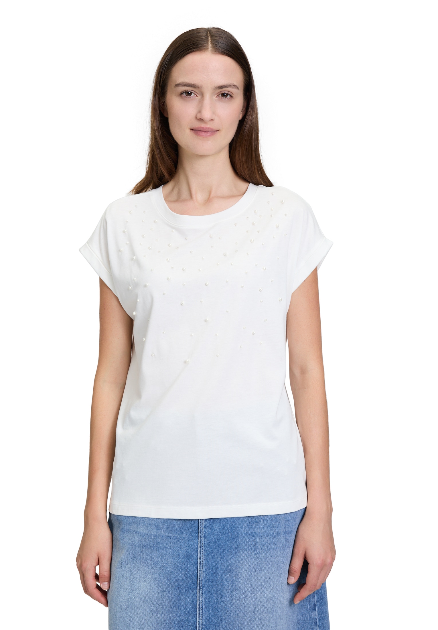 Betty&Co Kurzarmshirt »Betty & Co Casual-Shirt mit Perlen«, Perlen