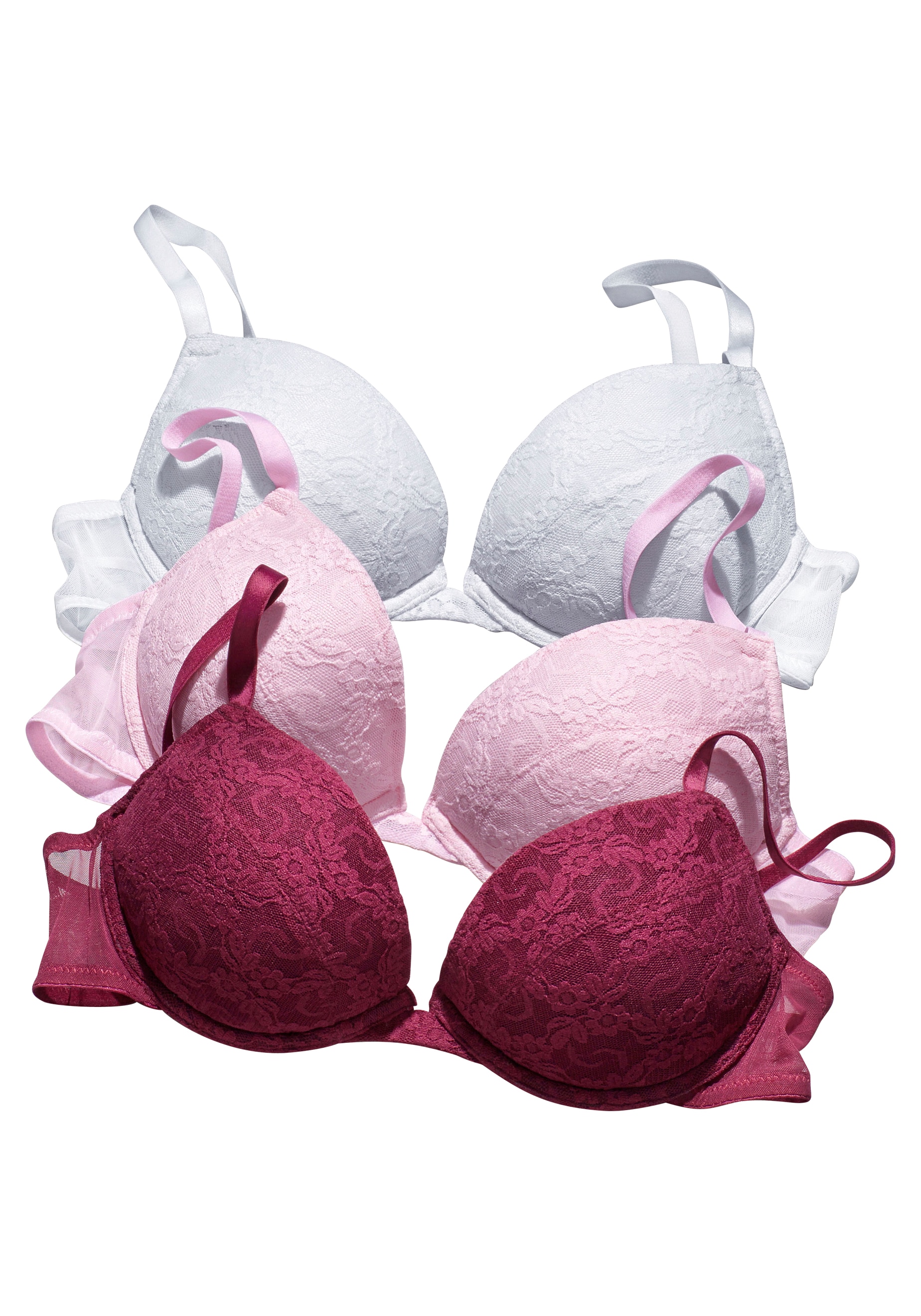 petite fleur by Lascana Push-up-BH Packung, 3 Stück, mit Bügel und herausnehmbaren Kissen, Dessous