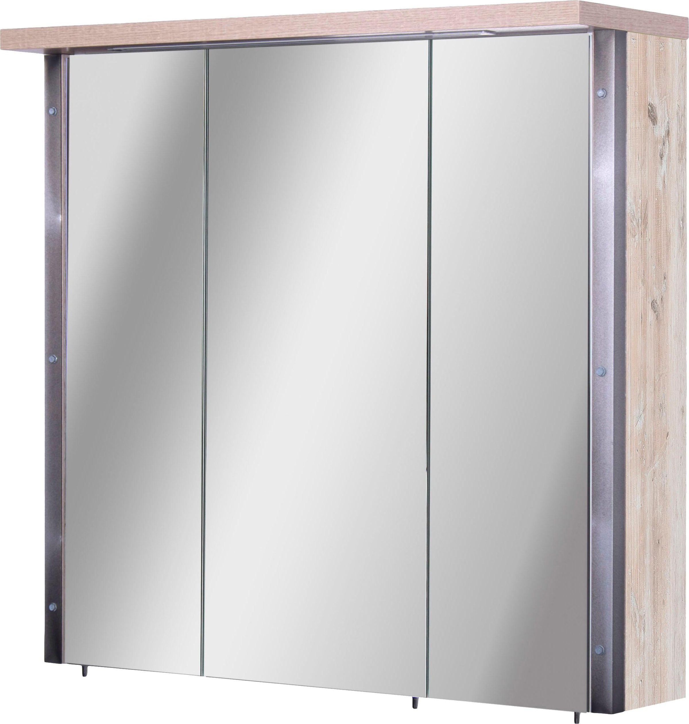 Schildmeyer Spiegelschrank »Harkon«, Breite 76 cm, 3-türig, LED-Beleuchtung, Schalter-/Steckdosenbox