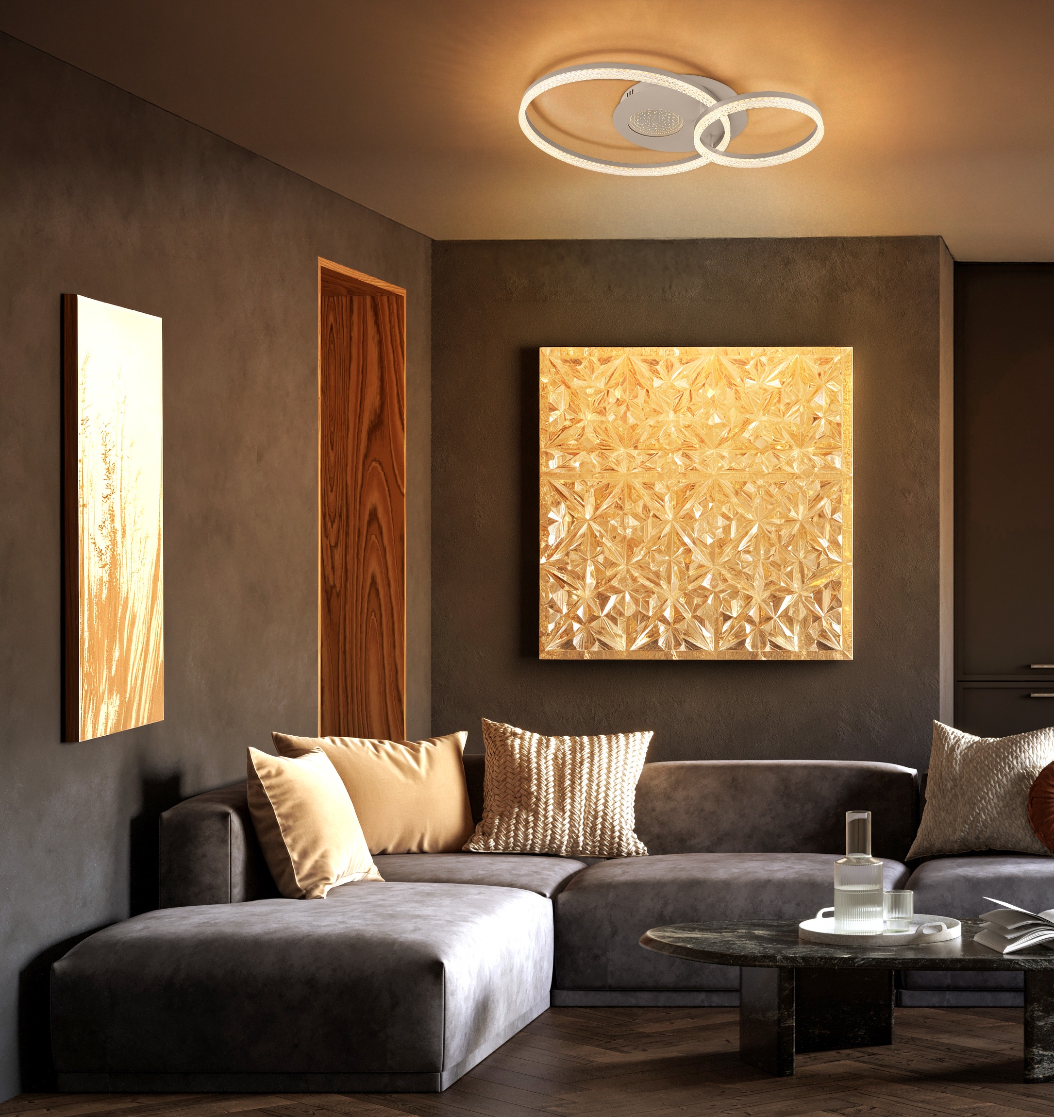 GLOBO LIGHTING Deckenleuchte »SANFORD« LED-Modul 1 Stk. Warmweiß LED-Deckenleuchte mit 3D-Effekt, modern, hell & dekorativ