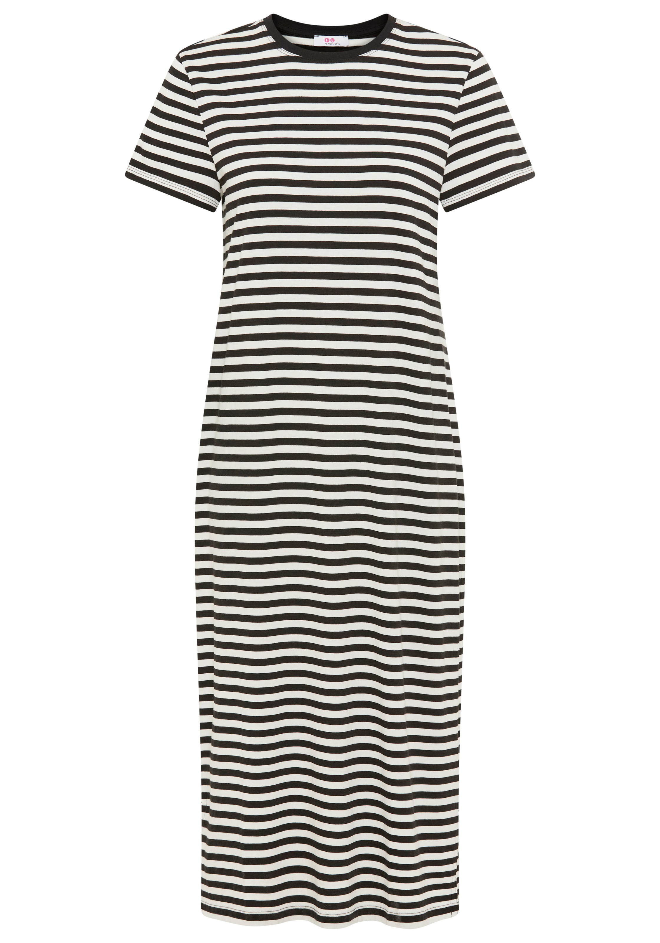 Flashlights Shirtkleid wadenlange Schnittform, aus Single Jersey, mit gestreifter Optik
