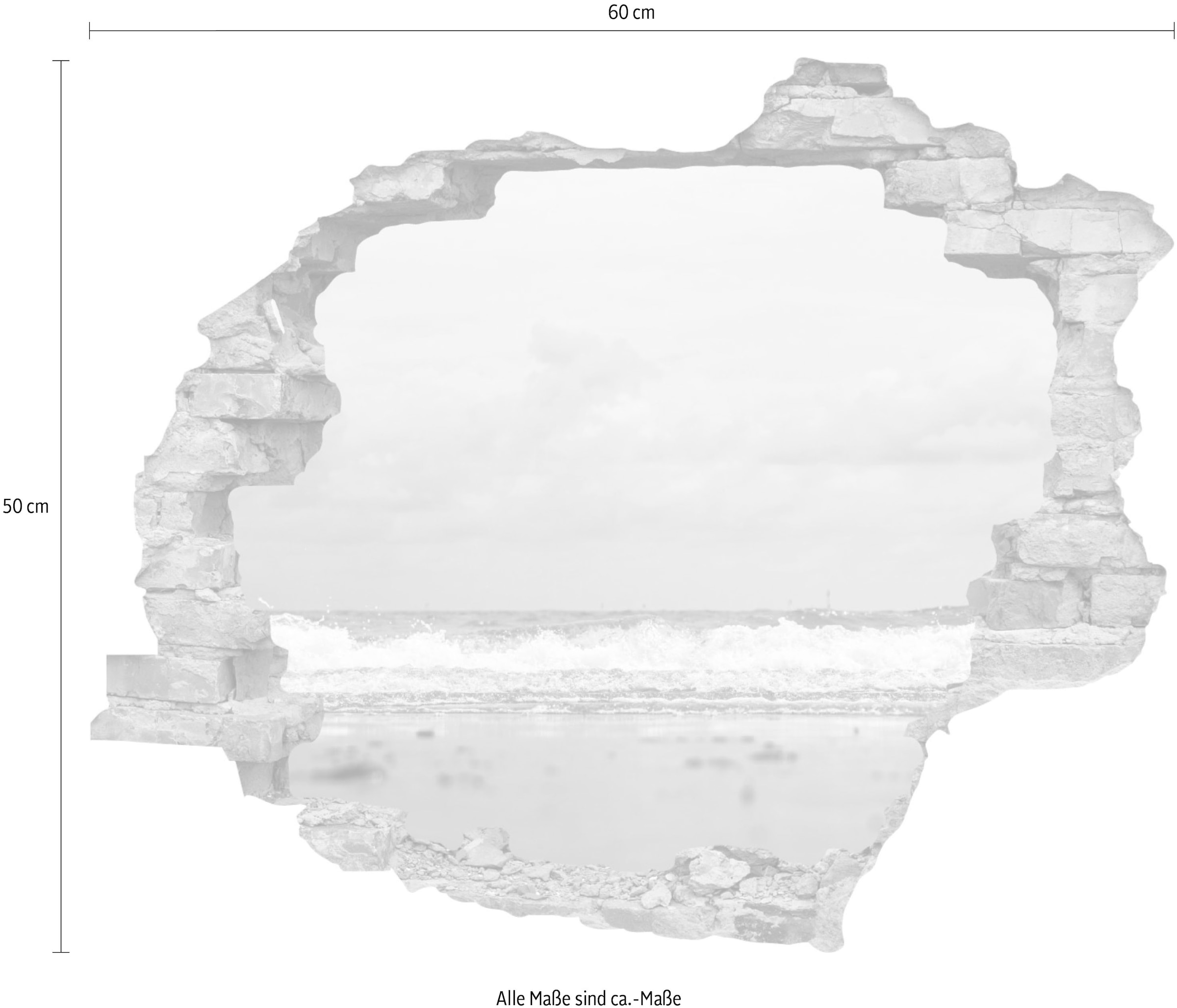 queence Wandtattoo »Meer«, (1 St.), Wandsticker, Wandbild, selbstklebend, 3D, Wanddurchbruch