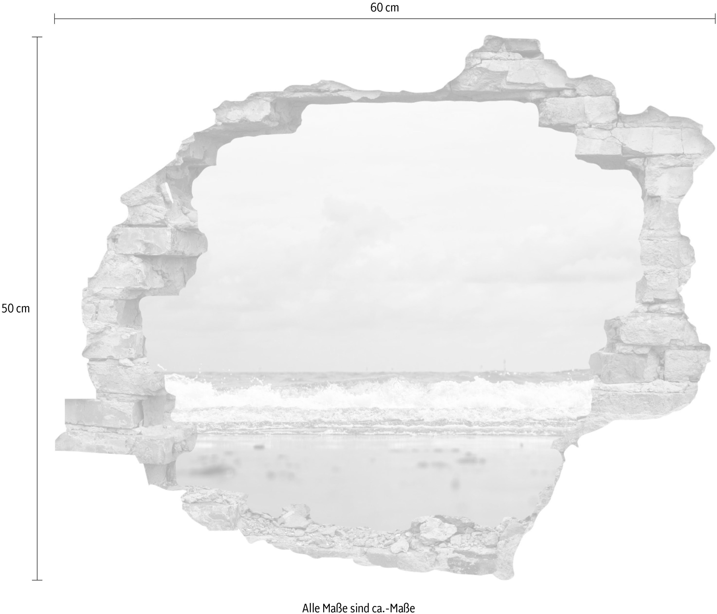 Thumbnail - queence Wandtattoo "Meer" Wandsticker, Wandbild, selbstklebend, 3D, Wanddurchbruch