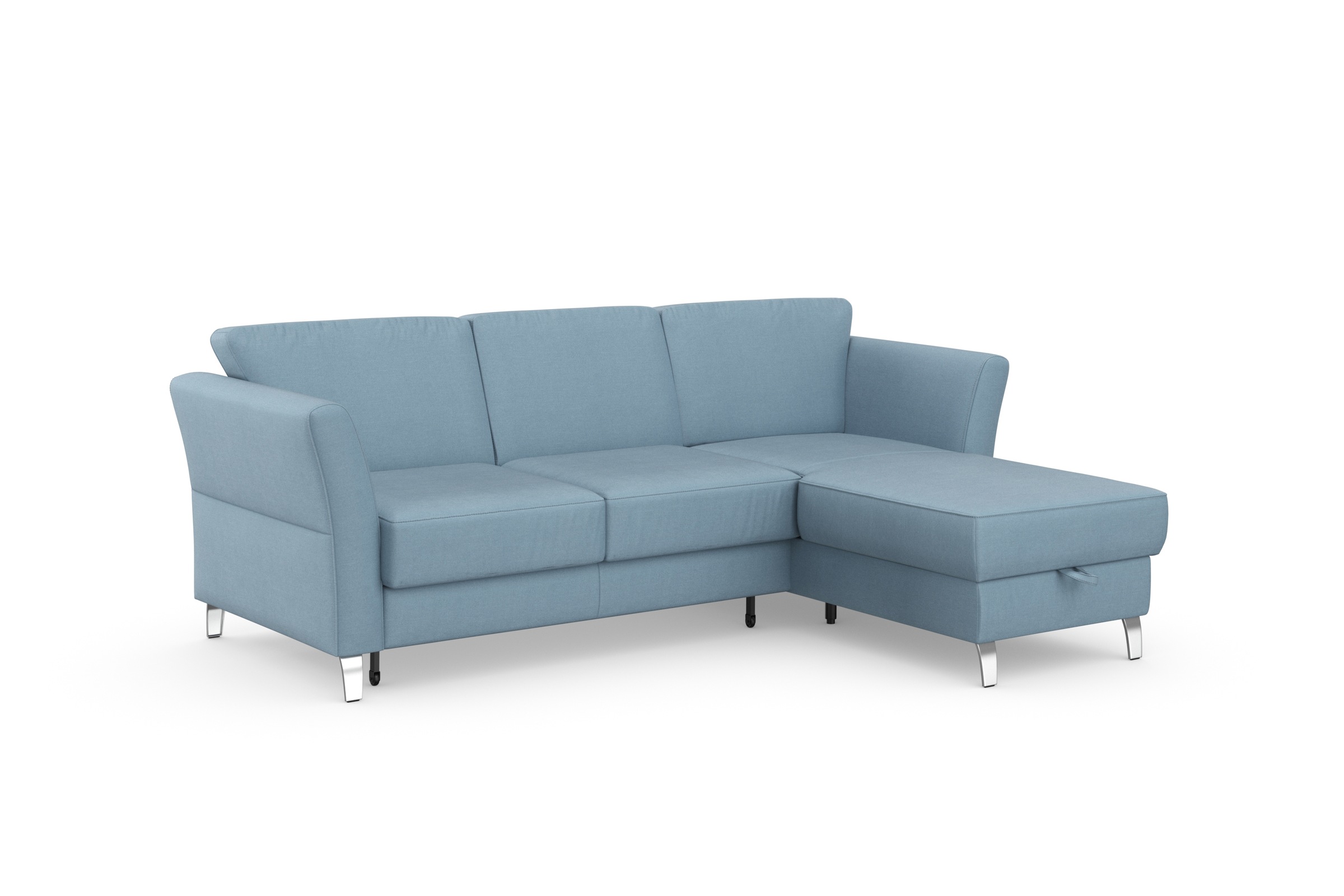 Ecksofa SIT & MORE "Visby L-Form", blau (hellblau), B:248cm H:87cm T:162cm, Sofas, Ecksofa, wahlweise mit Bettfunktion und Bettkasten, frei im Raum stellbar 9
