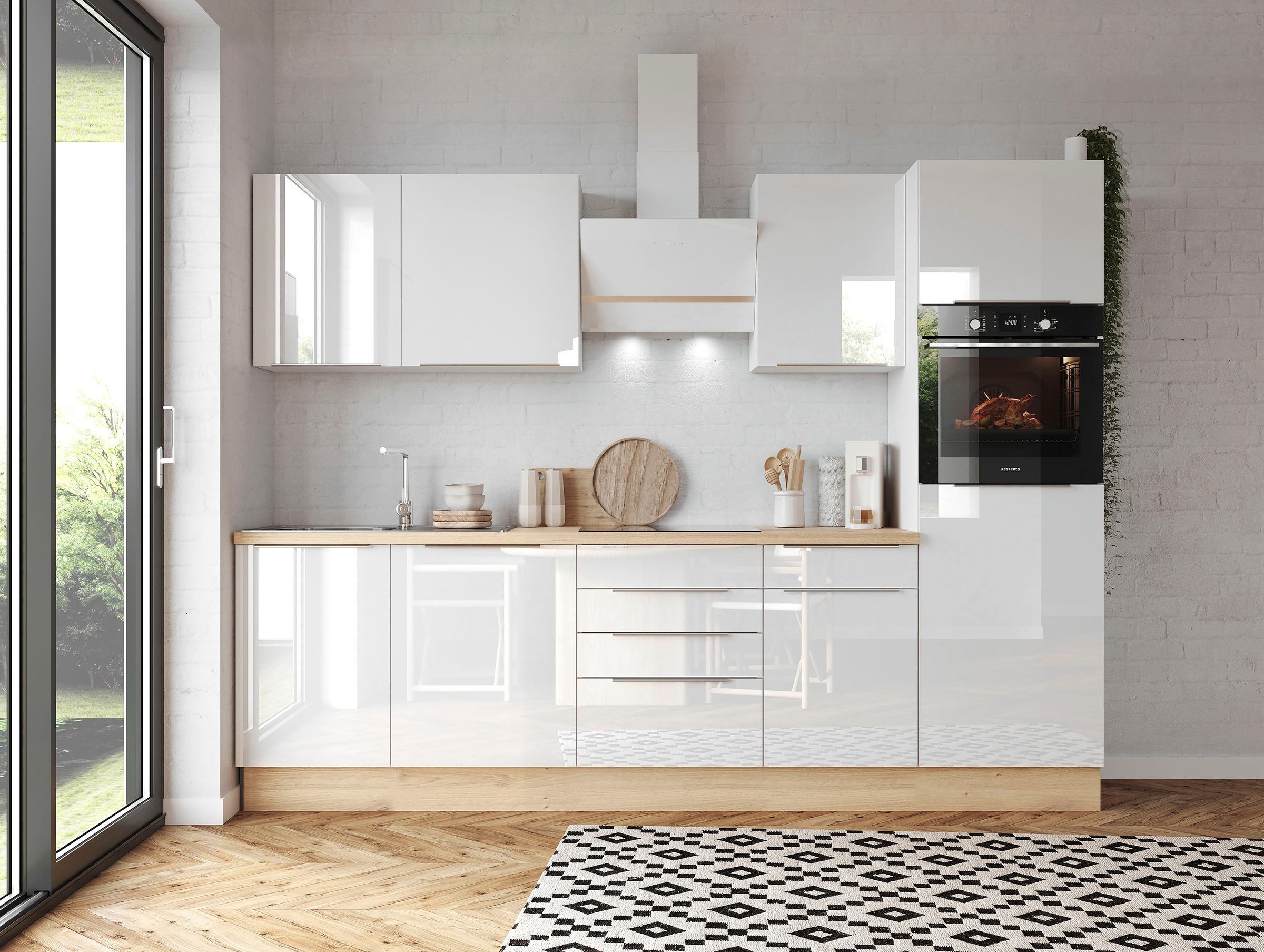 RESPEKTA Küchenzeile »Safado aus der Serie Marleen«, Breite 280 cm, hochwertige Ausstattung wie Soft Close Funktion