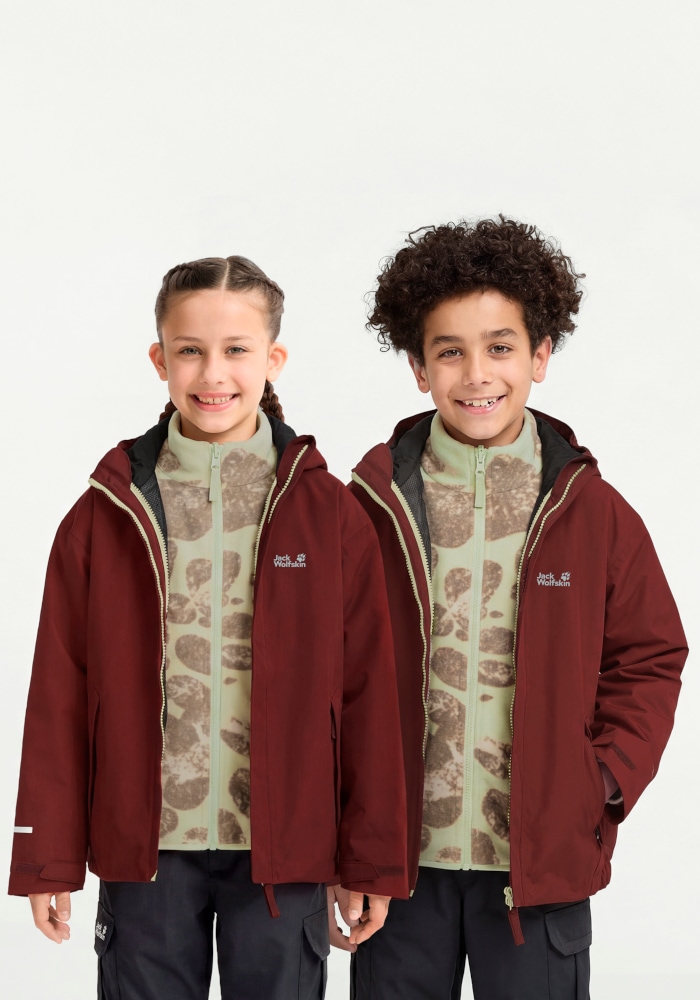Jack Wolfskin 3-in-1-Funktionsjacke "ICELAND 3IN1 PRINT JKT K" mit Entendaune und Federn, aus Polyester, 3-in-1-Funktionsjacke