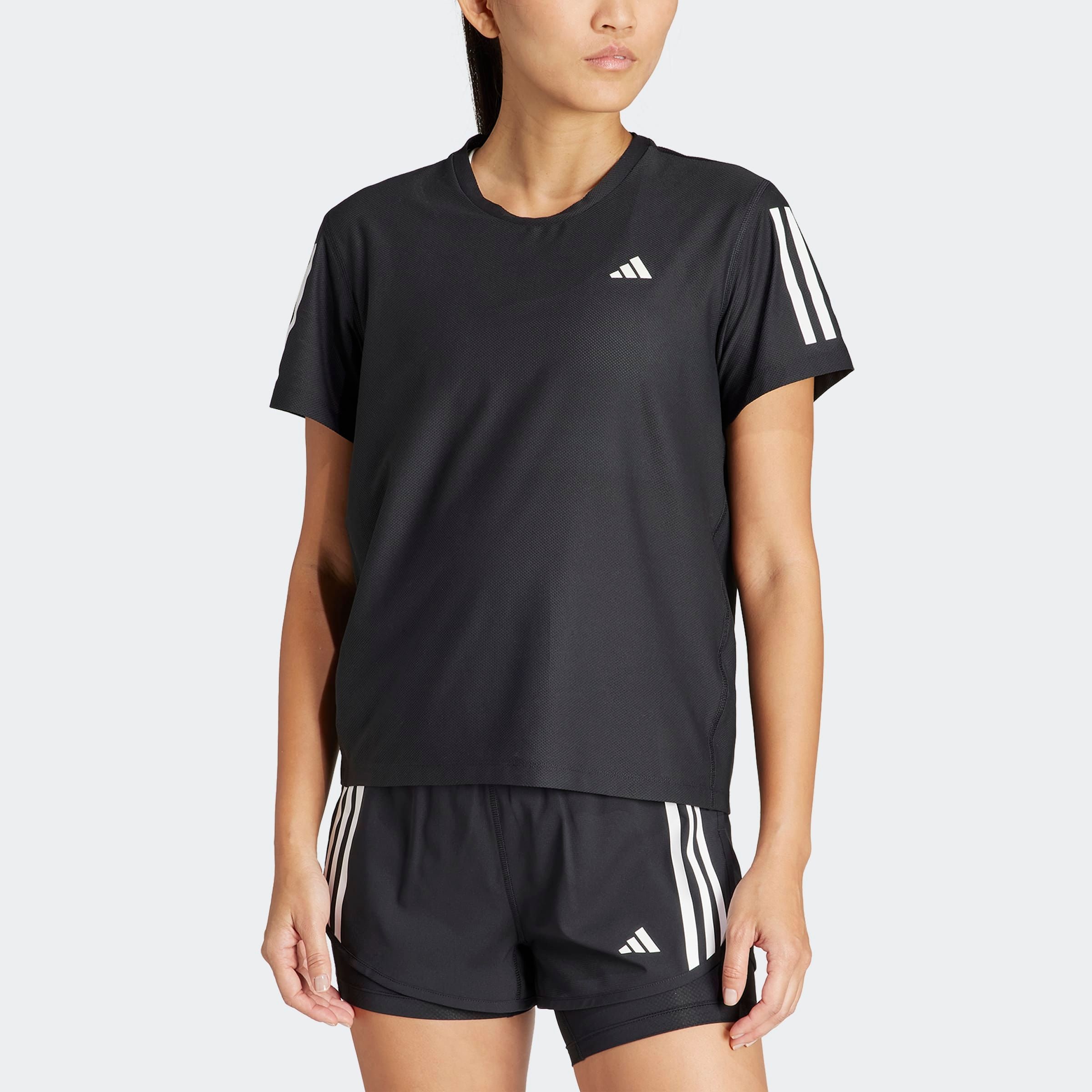 Damen Laufshirt "OTR B TEE", schwarz, Gr. M, ADIDAS PERFORMANCE, clean, Obermaterial: 86% Polyester, 14% Elasthan, Shirts