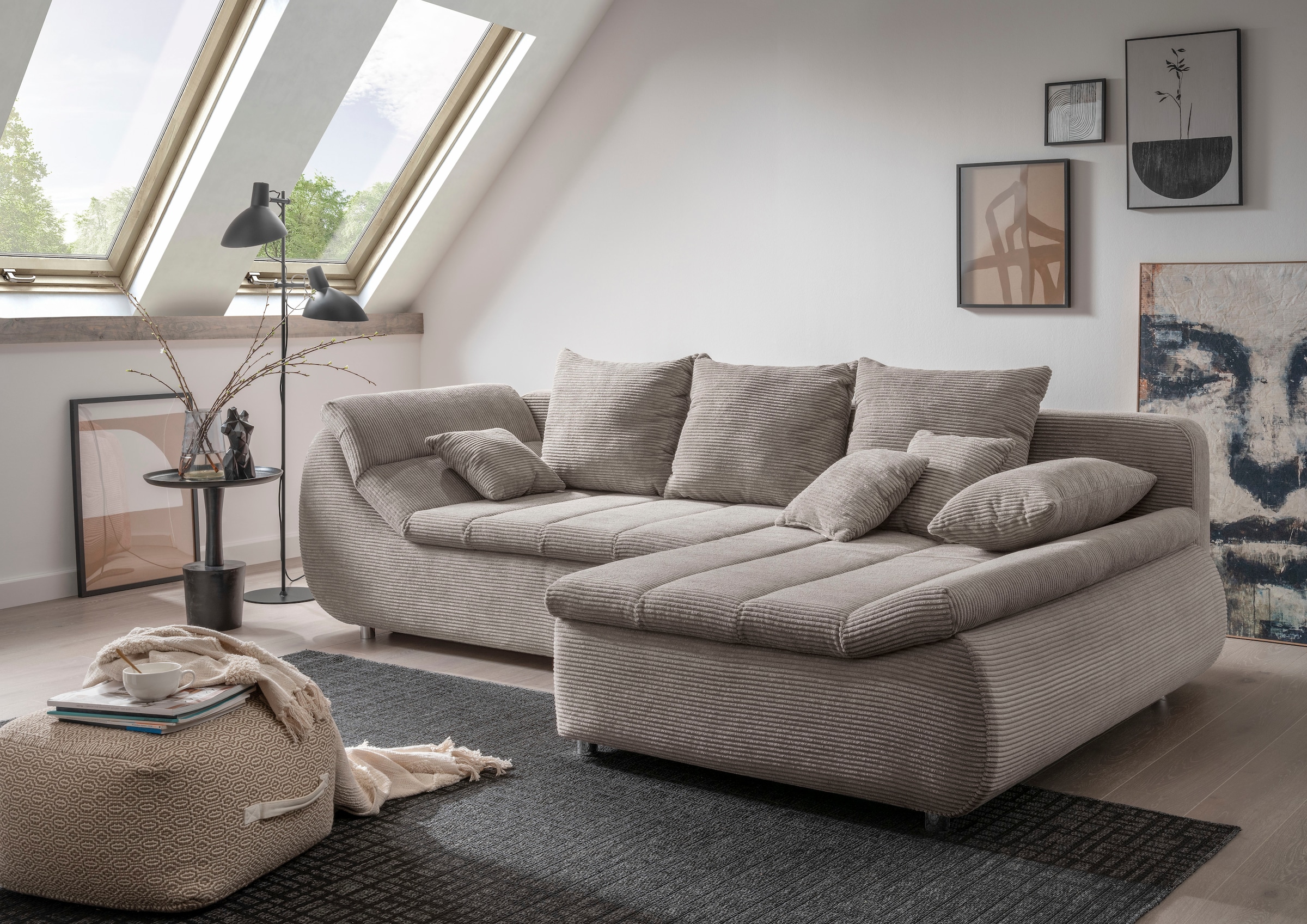 INOSIGN Ecksofa "Imola elegant und bequem, aktuelle Steppung im Sitz, L-For günstig online kaufen