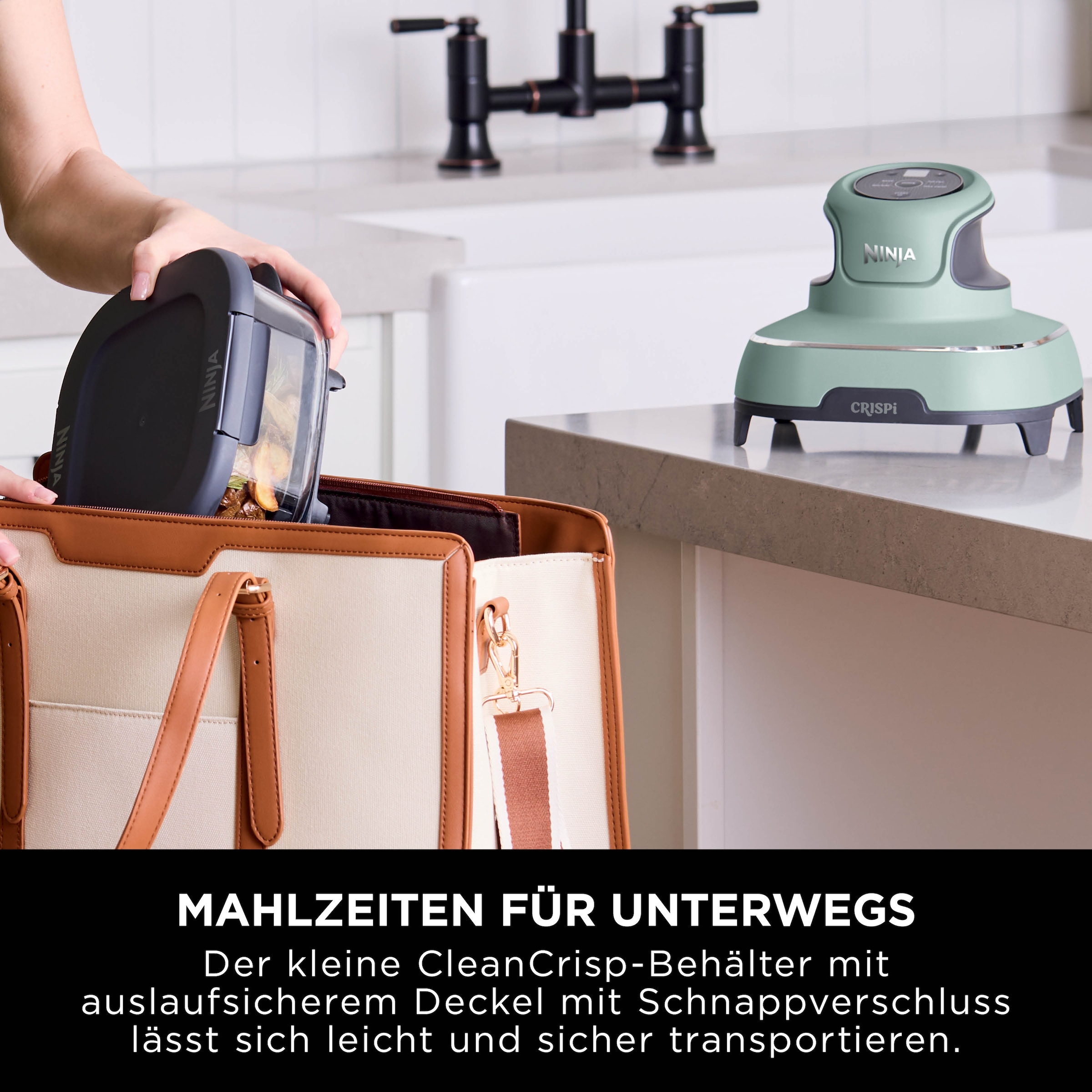 NINJA Heißluftfritteuse »CRISPi 4-in-1 Sage - FN101EUSG« 1700 W tragbar