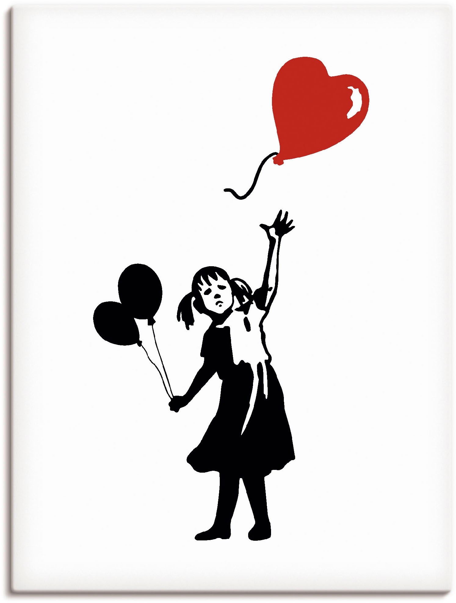 Artland Leinwandbild "Silhouette Mädchen Ballon Herz" 1 Stk. tlg. auf Holzrahmen gespannt