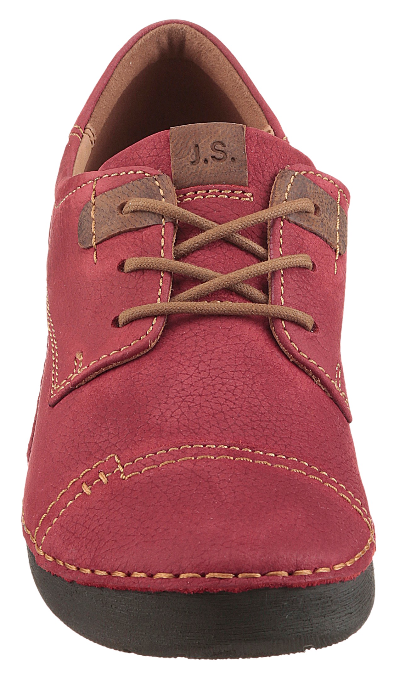 Schnürschuh JOSEF SEIBEL "Fergey 41", Damen, Gr. 41, rot (rot kombiniert), Leder, Schuhe Schnürschuh, Freizeitschuh, Halbschuh, Komfortschuh mit Wechselfußbett, G-Weite 3