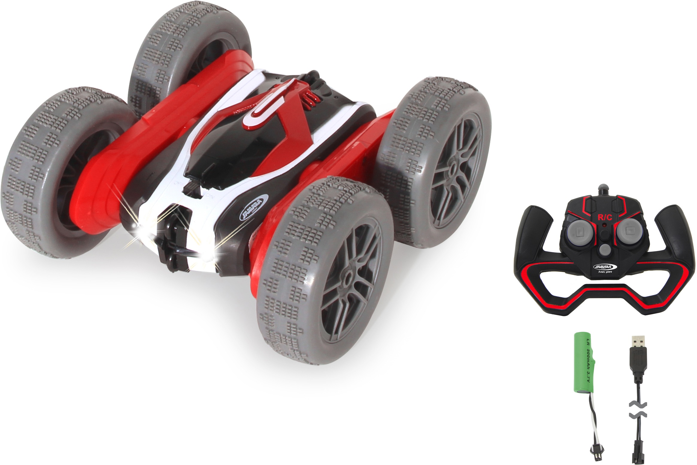 Jamara RC-Auto »SpinX Stuntcar 2,4GHz, rot-schwarz«, mit zuschaltbarem LED-Licht