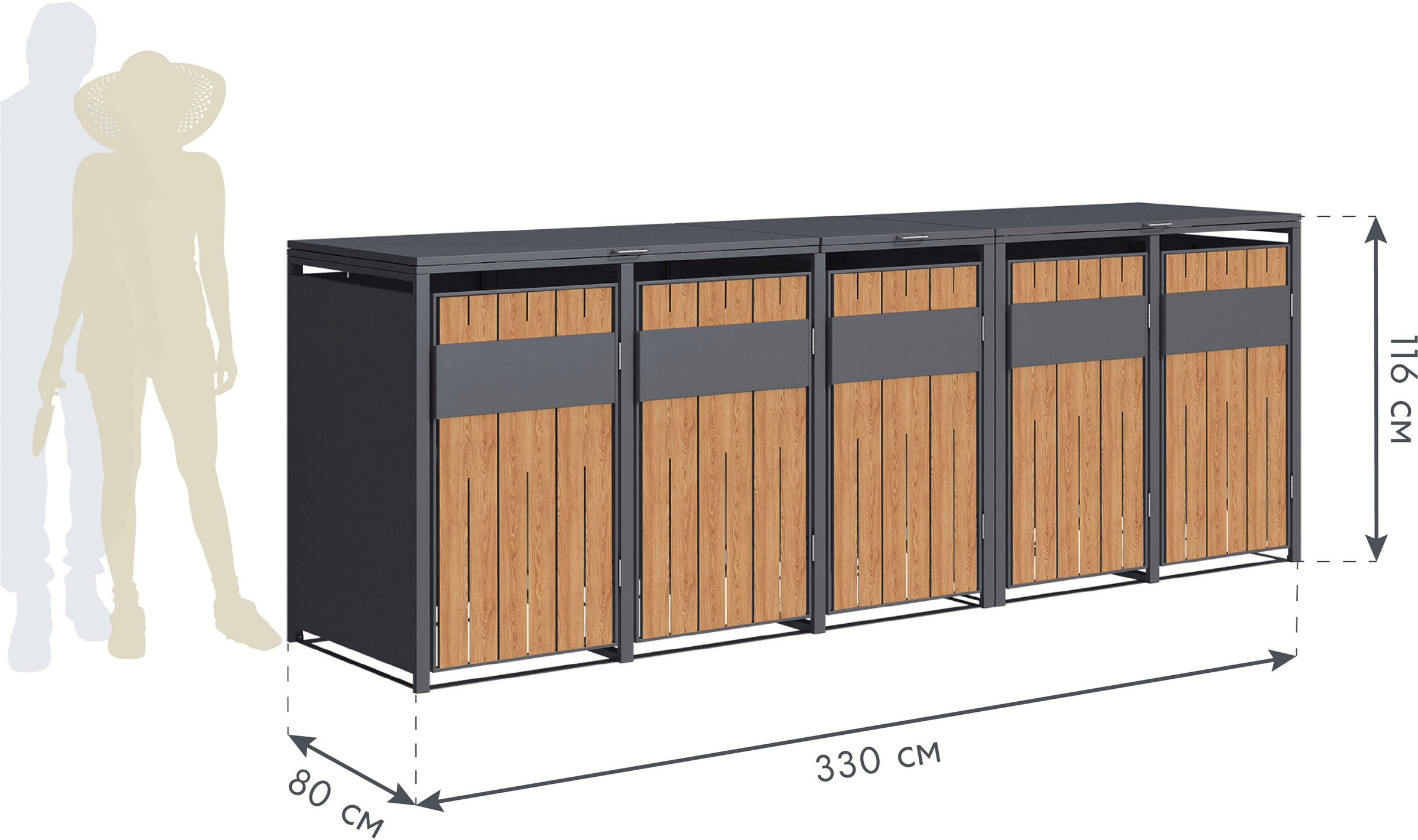 WESTMANN Mülltonnenbox »Varius 5« BxTxH: 330x80x116 cm, für 5x240 L Mülltonnen