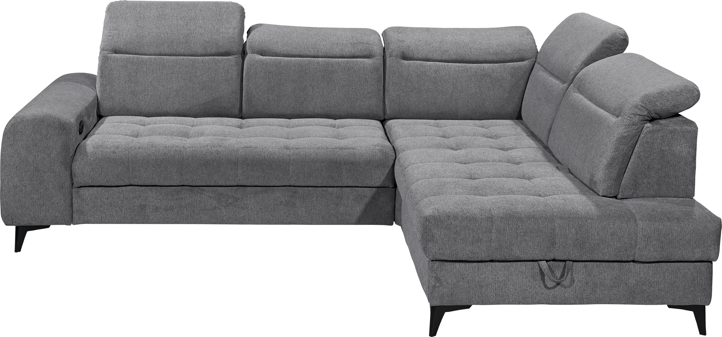 ED EXCITING DESIGN Ecksofa »Rockdale L-Form mit Bettfunktion, Bettkasten«, Kopfteilverstellung, Sitztiefenverstellung & USB-Port