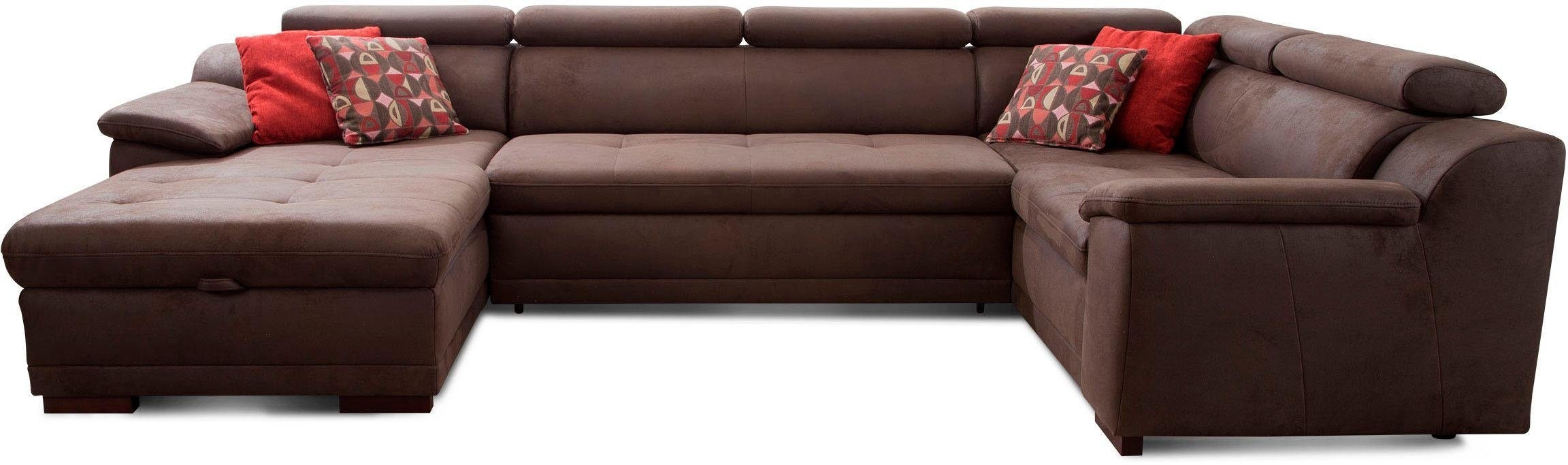 Wohnlandschaft "Andiamo U-Form, B: 336 cm, Kopfteilverstellung, XXL-Sofa" optional Schlaffunktion, frei stellbar, Couch für Wohnkomfort