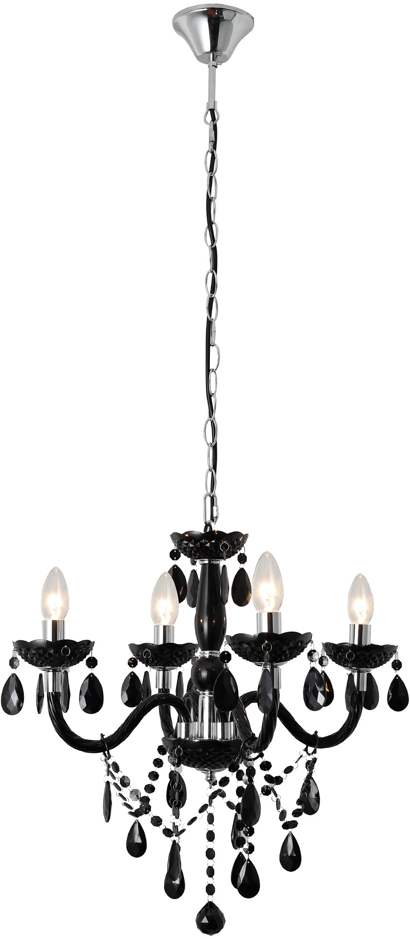 SalesFever Kronleuchter Matteo, E14, 4 Flammen aus schwarzem Acryl-Glas