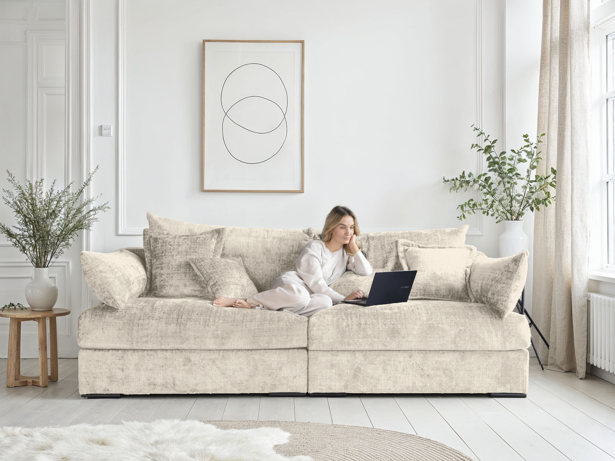 Home affaire "Casa XXL, B: 247 cm" 4 Zierkissen, Mega-Sofa, in Cord oder Chenille-Struktur, Federkern