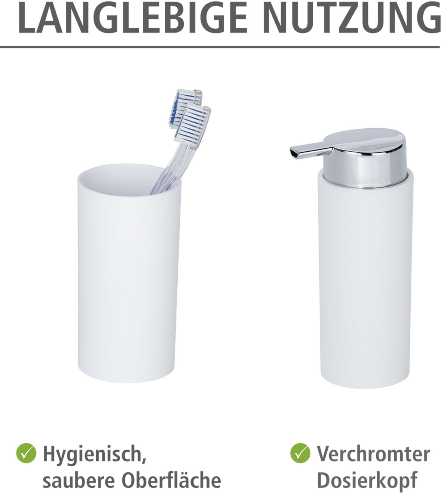 WENKO Badaccessoire-Set »Calvo« Seifenspender, Zahnputzbecher, WC-Garnitur & Kosmetikeimer