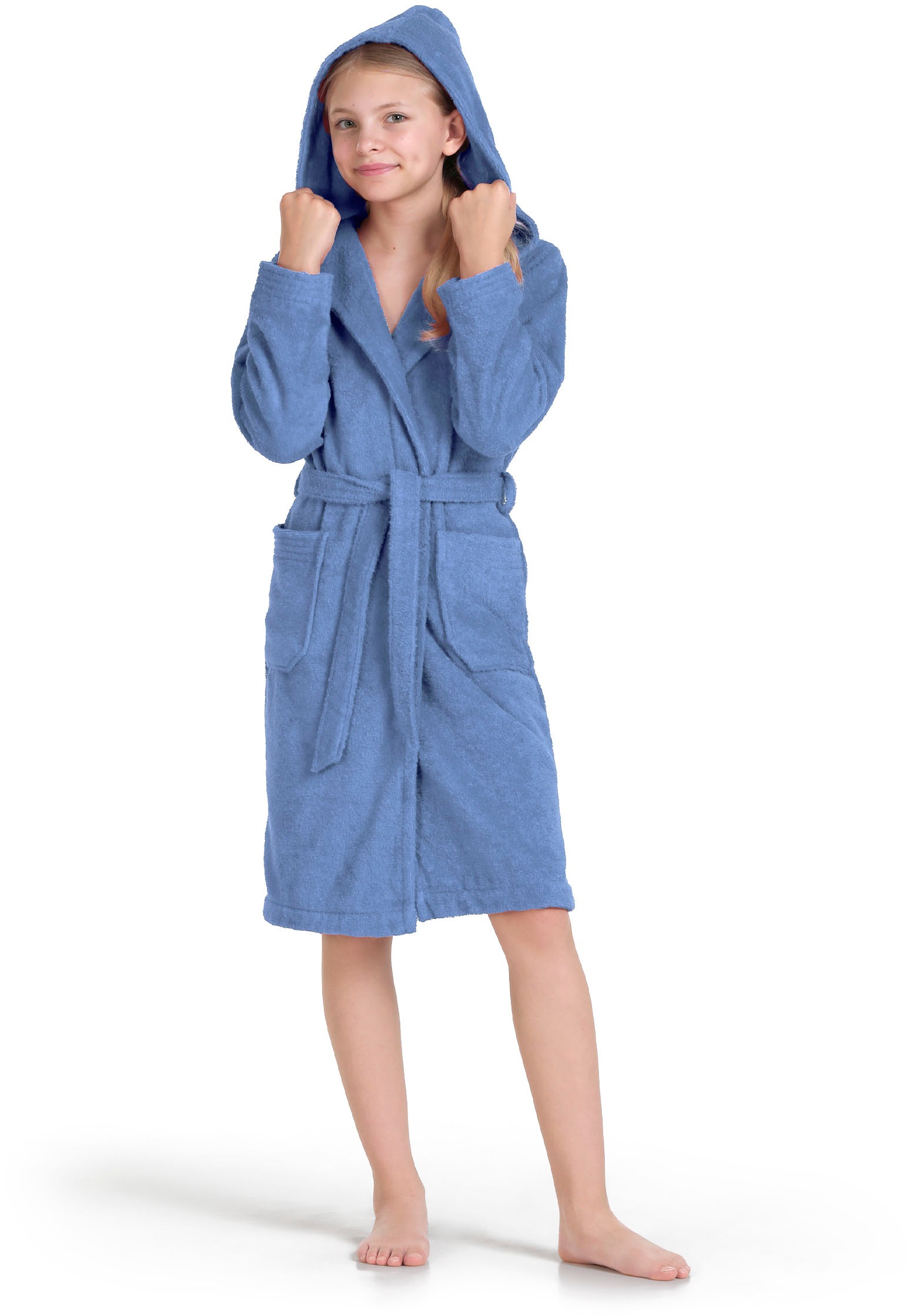 Kinderbademantel MÖVE, L:90cm, blau, Obermaterial: 100% Baumwolle, Hausmäntel, "Superwuschel"