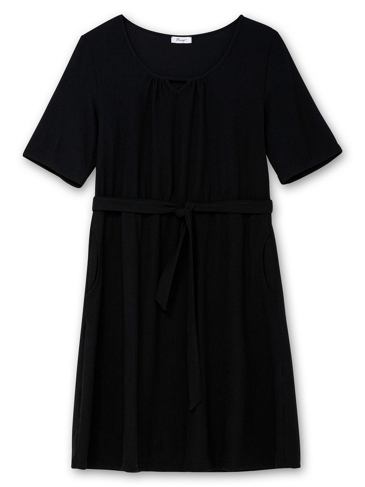 Sheego Sommerkleid »Große Größen«, aus Crêpe, mit Bindegürtel und Taschen